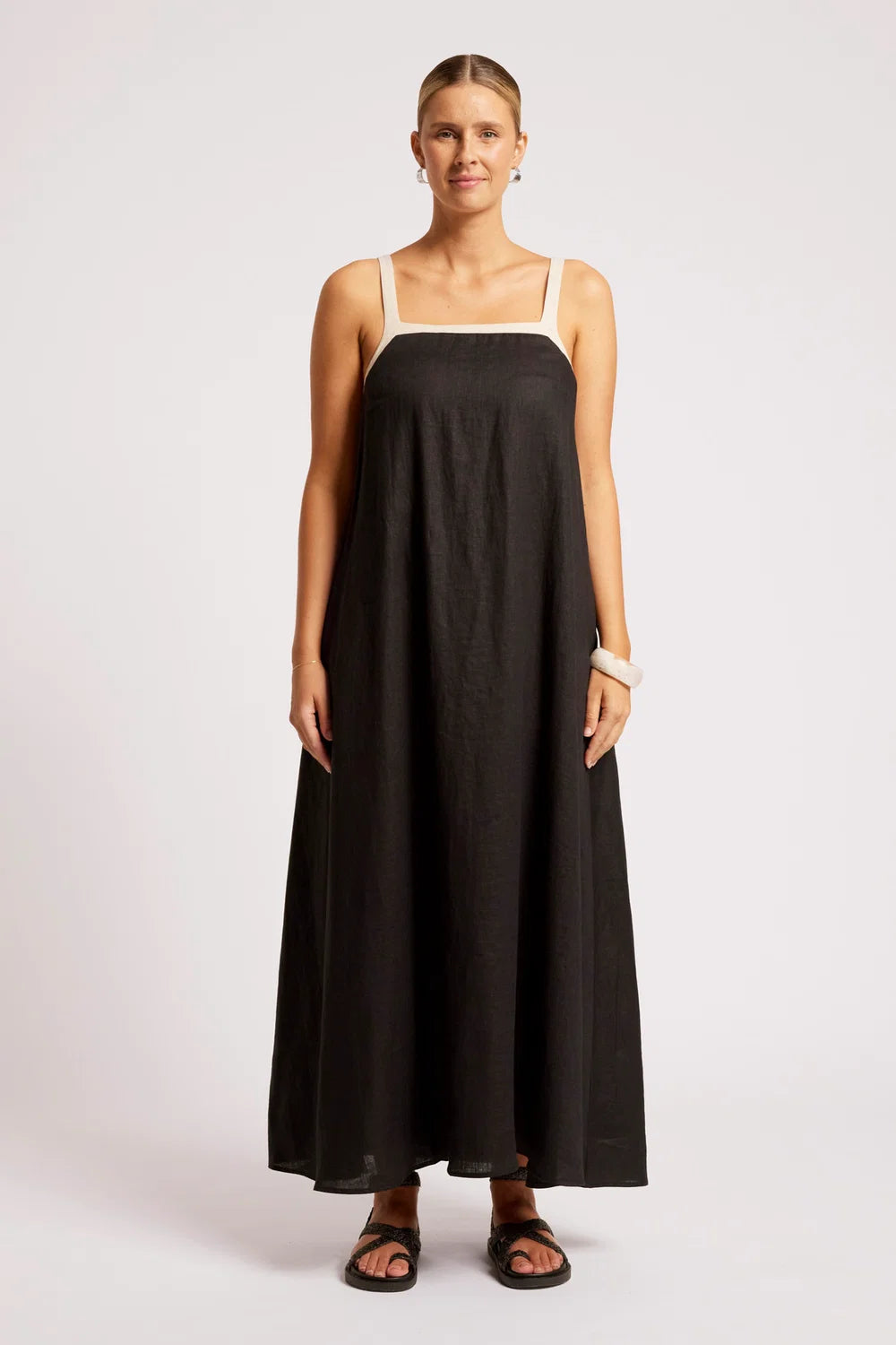 Maris Splice Tank Maxi Dress - Black/Tusk-Dresses-Eb & Ive-The Bay Room