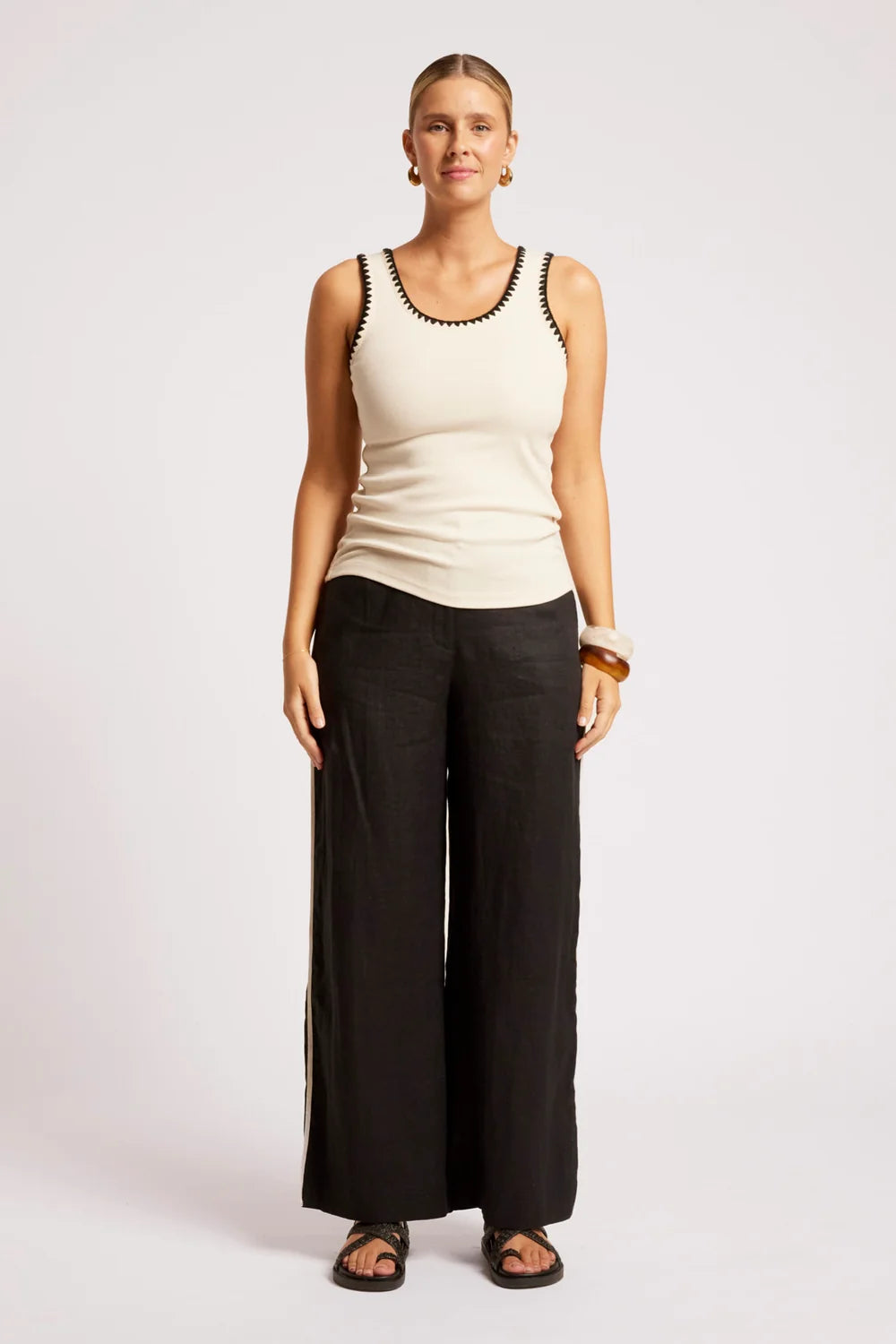 Maris Stitched Tank - Tusk/Black-Tops-Eb & Ive-The Bay Room