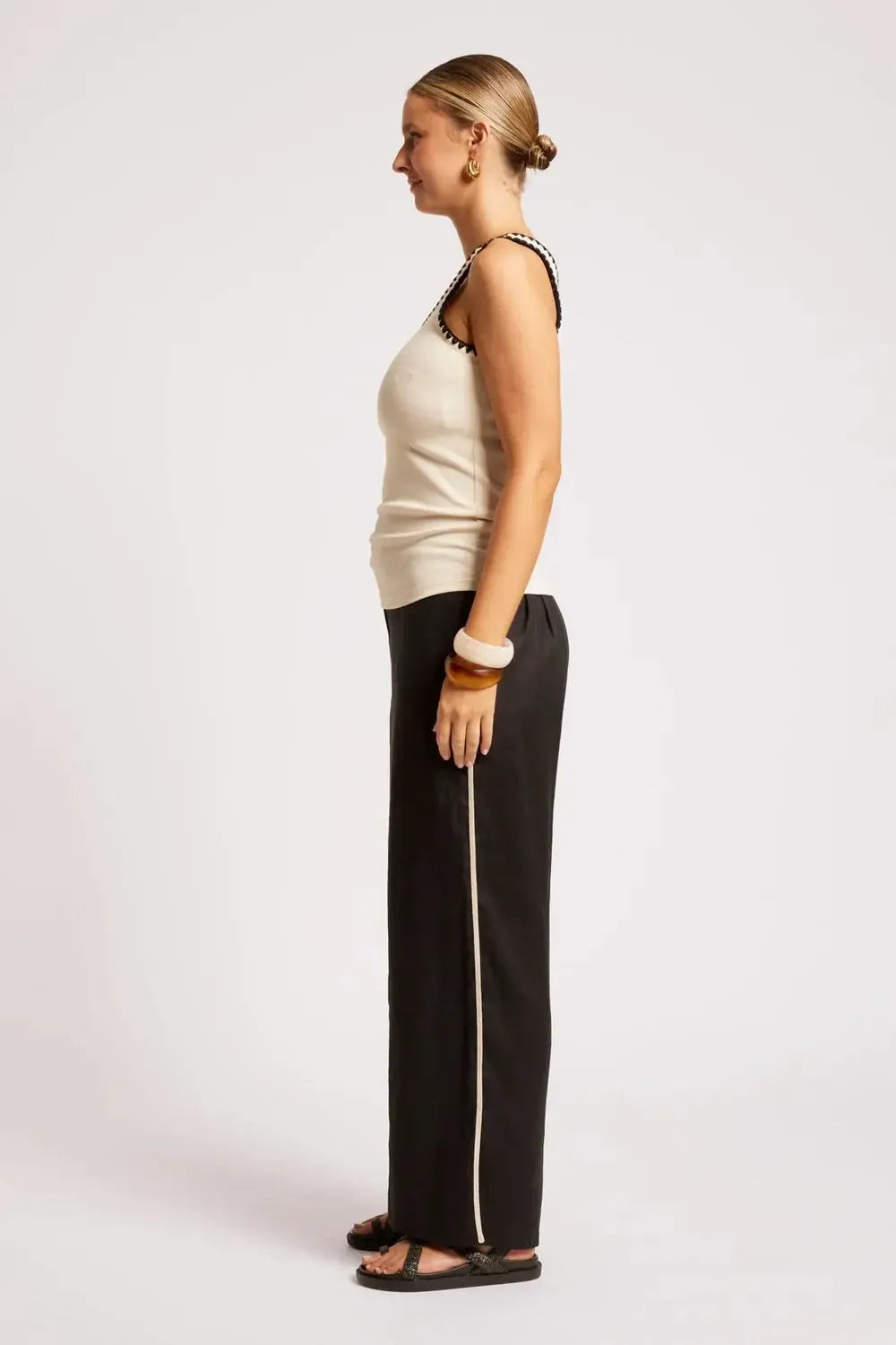 Maris Stitched Tank - Tusk/Black-Tops-Eb & Ive-The Bay Room