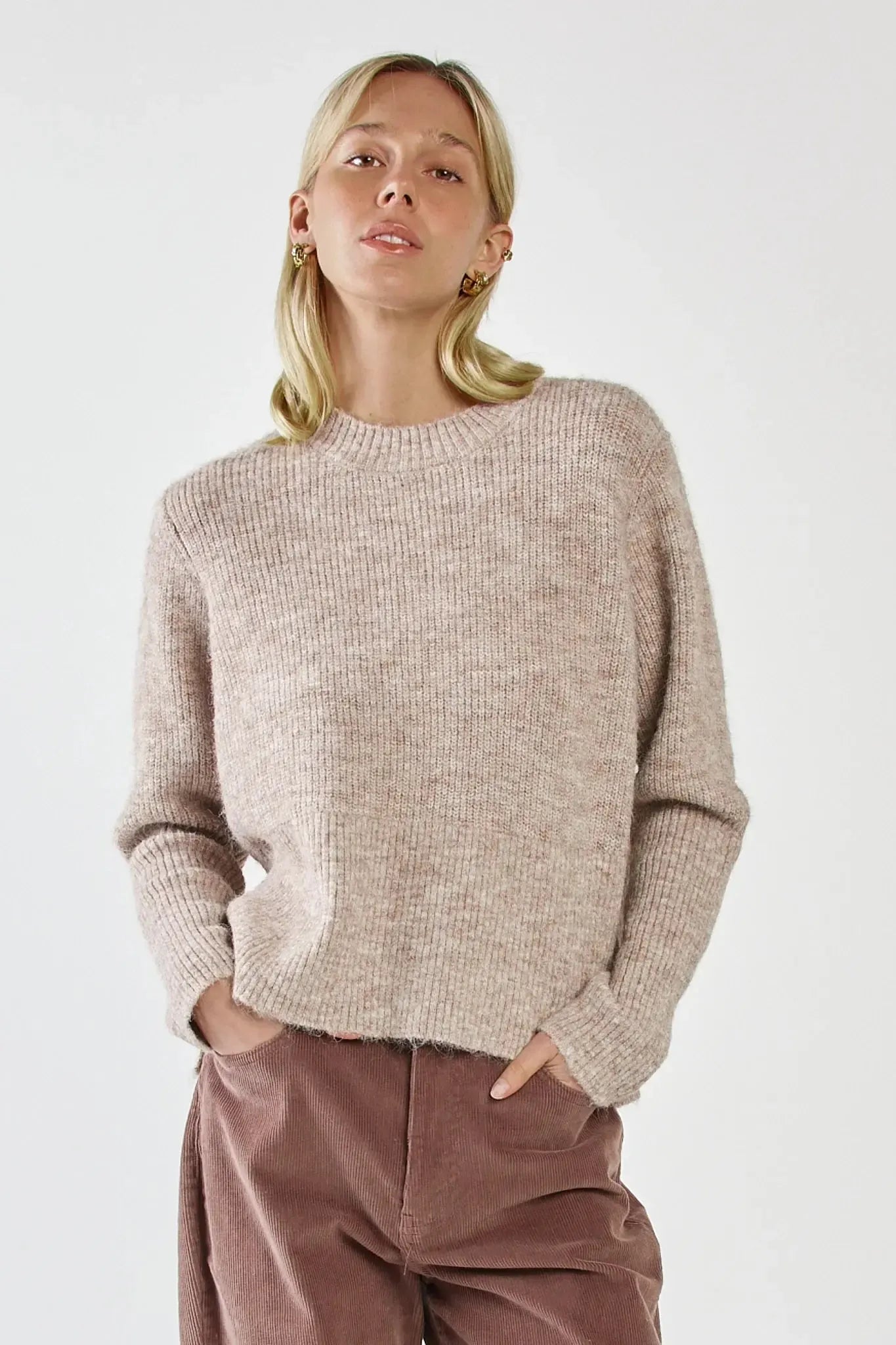 Marli Boxy Rib Knit - Fawn-Tops-SASS-The Bay Room