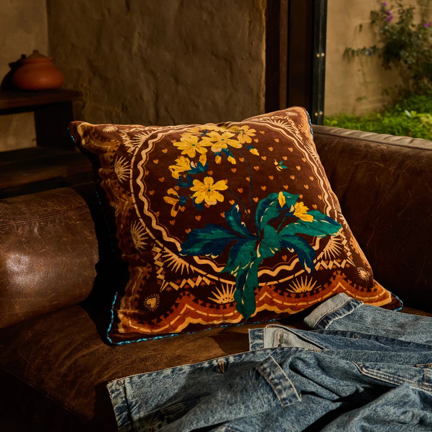 Marnie Velvet Cushion - Umber-Soft Furnishings-Sage & Clare-The Bay Room
