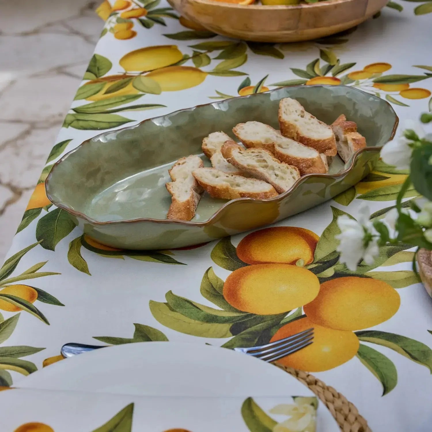 Marseille Wavy Green Oval Dish 39x21x5cm-Dining & Entertaining-Madras Link-The Bay Room