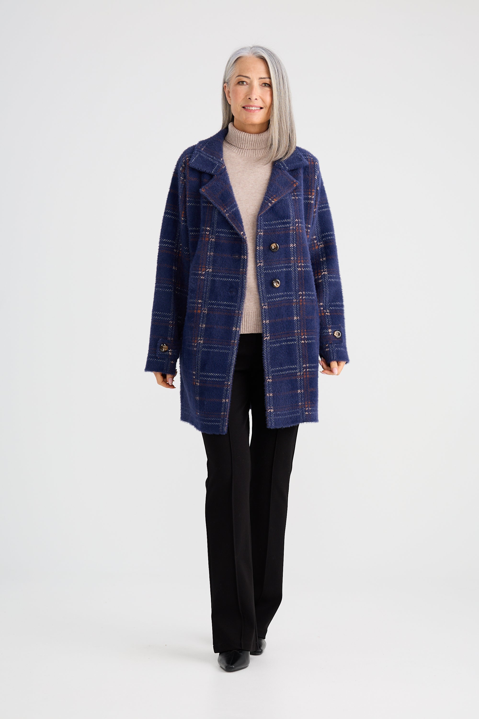 Marshall Knit Jacket - Navy Multi Check-Jackets, Coats & Vest-Brave & True-The Bay Room
