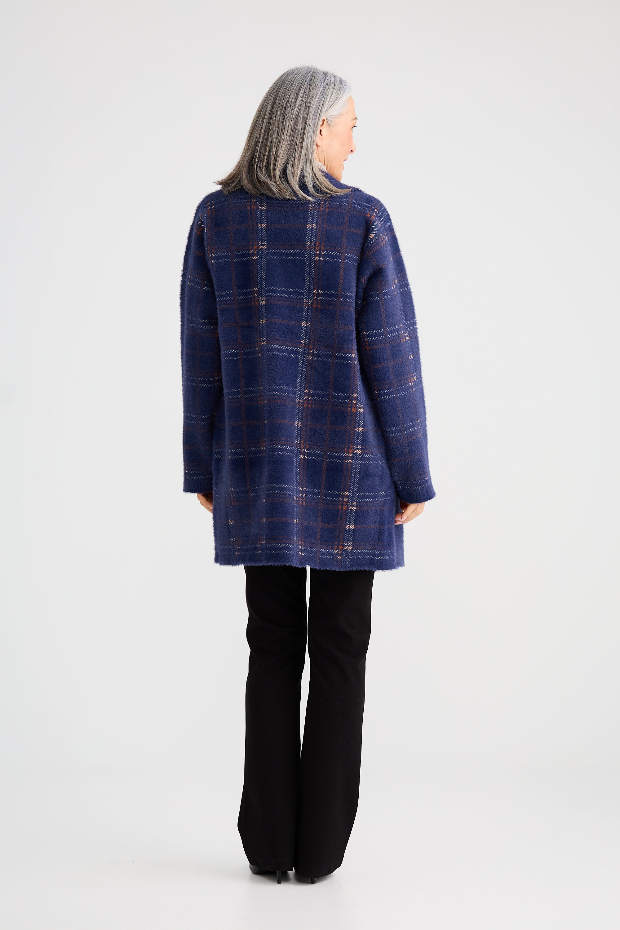 Marshall Knit Jacket - Navy Multi Check-Jackets, Coats & Vest-Brave & True-The Bay Room
