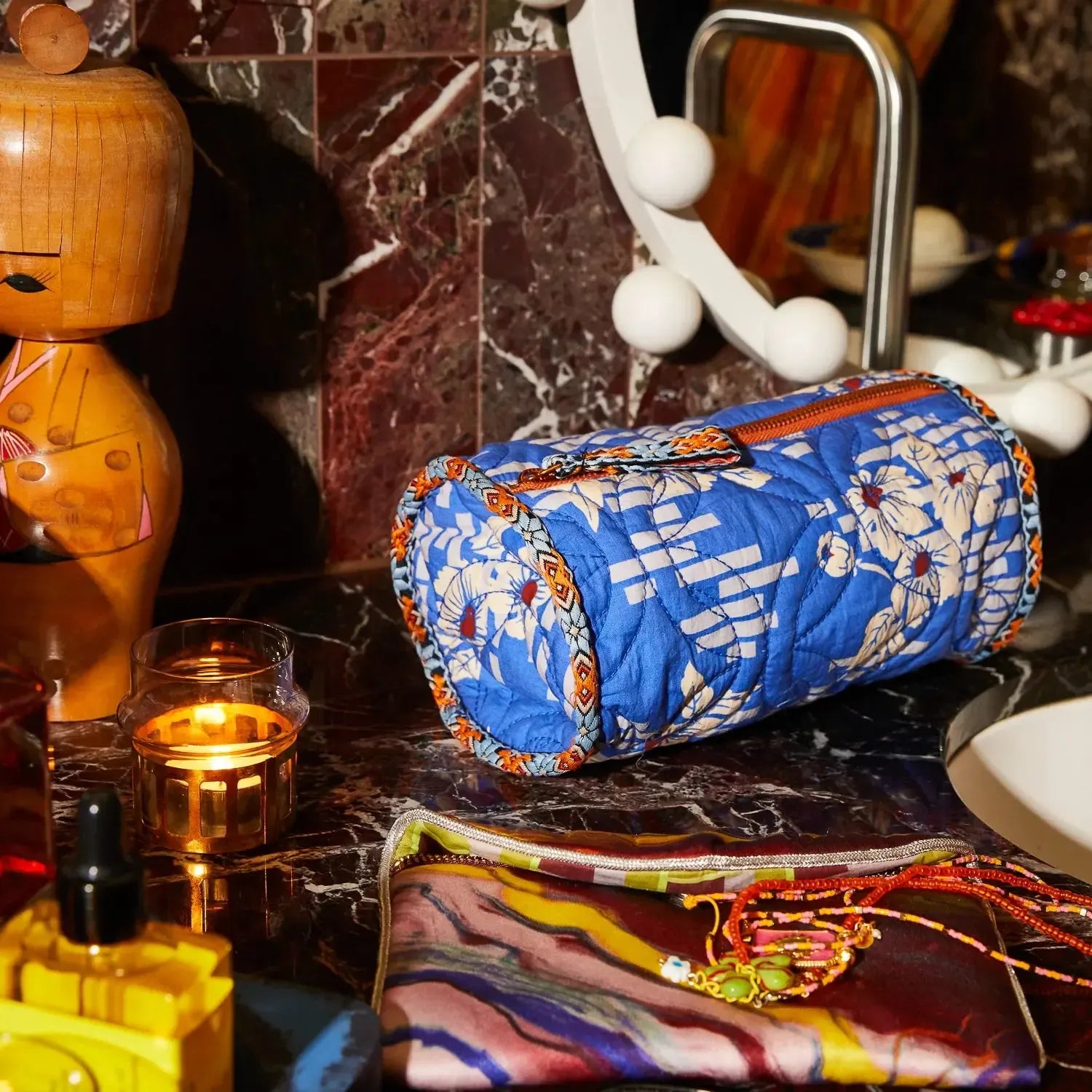 Marta Makeup Bag - Ultramarine-Beauty & Well-Being-Sage & Clare-The Bay Room