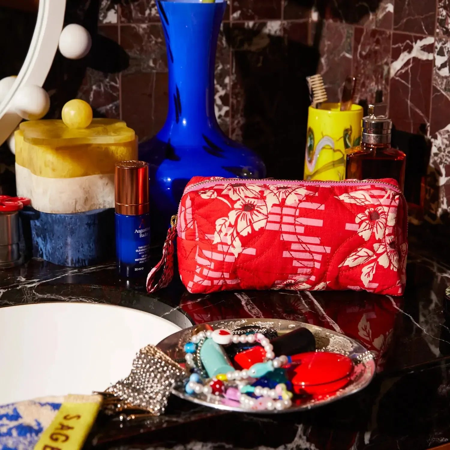 Marta Travel Pouch - Vermillion-Beauty & Well-Being-Sage & Clare-The Bay Room