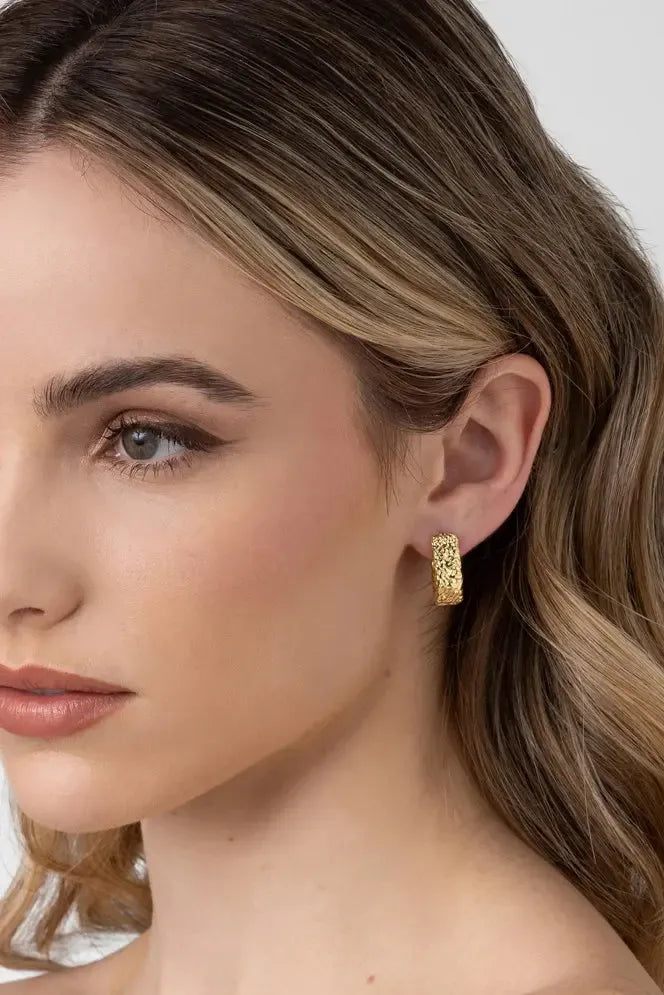 Martha Gold Textured Hoop-Jewellery-Liberte-The Bay Room