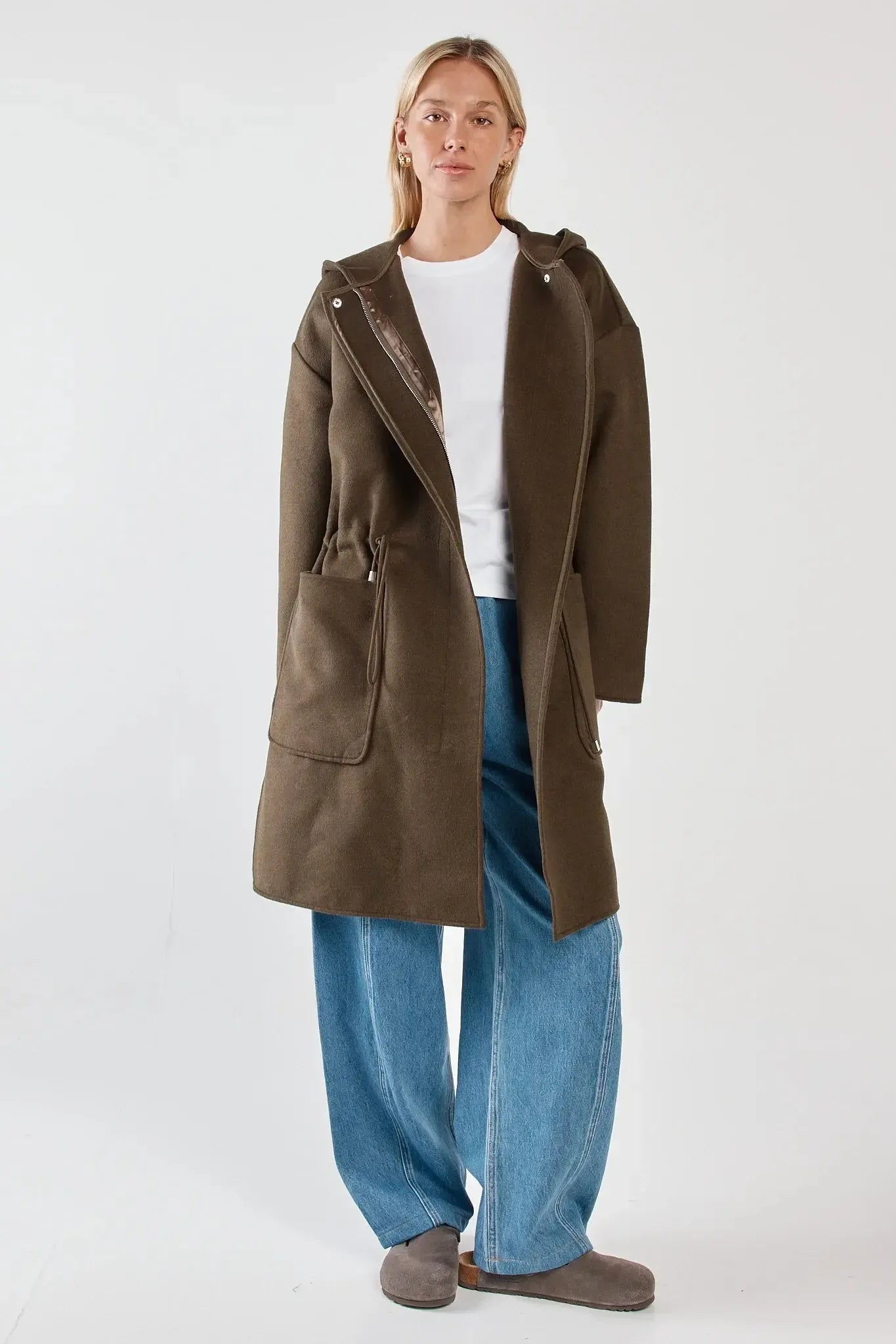 Maxi Hooded Coat - Dark Olive-Jackets, Coats & Vests-SASS-The Bay Room