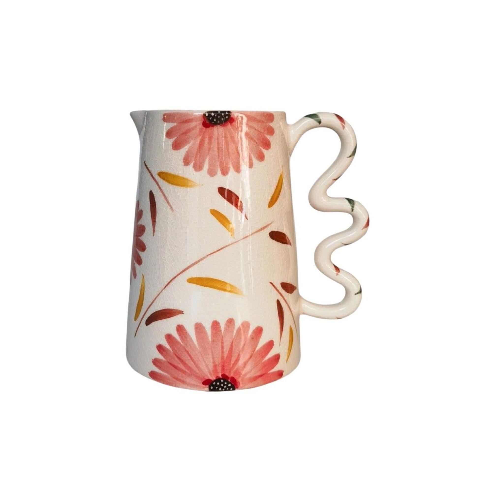 Maxine Floral Jug Red & Yellow 21cm-Pots, Planters & Vases-Urban Products-The Bay Room