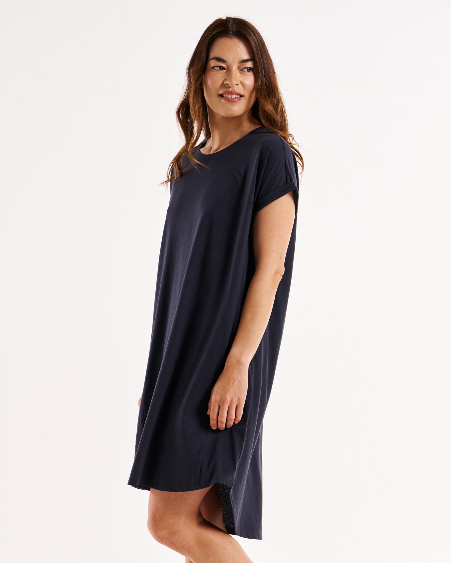 Maxine T-Shirt Dress - Coal-Dresses-Betty Basics-The Bay Room