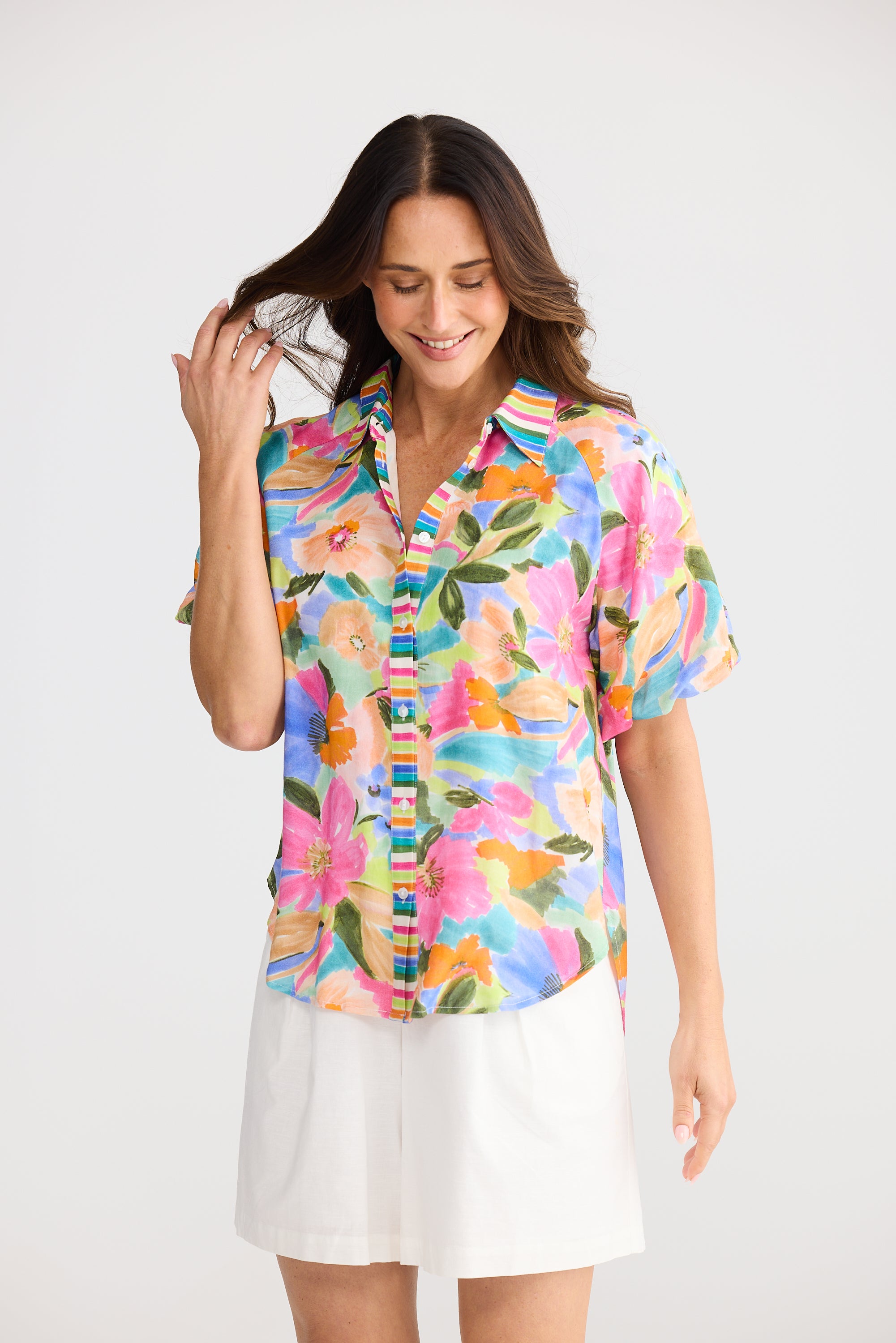 Meadow Shirt - Electric Bloom-Tops-Brave & True-The Bay Room