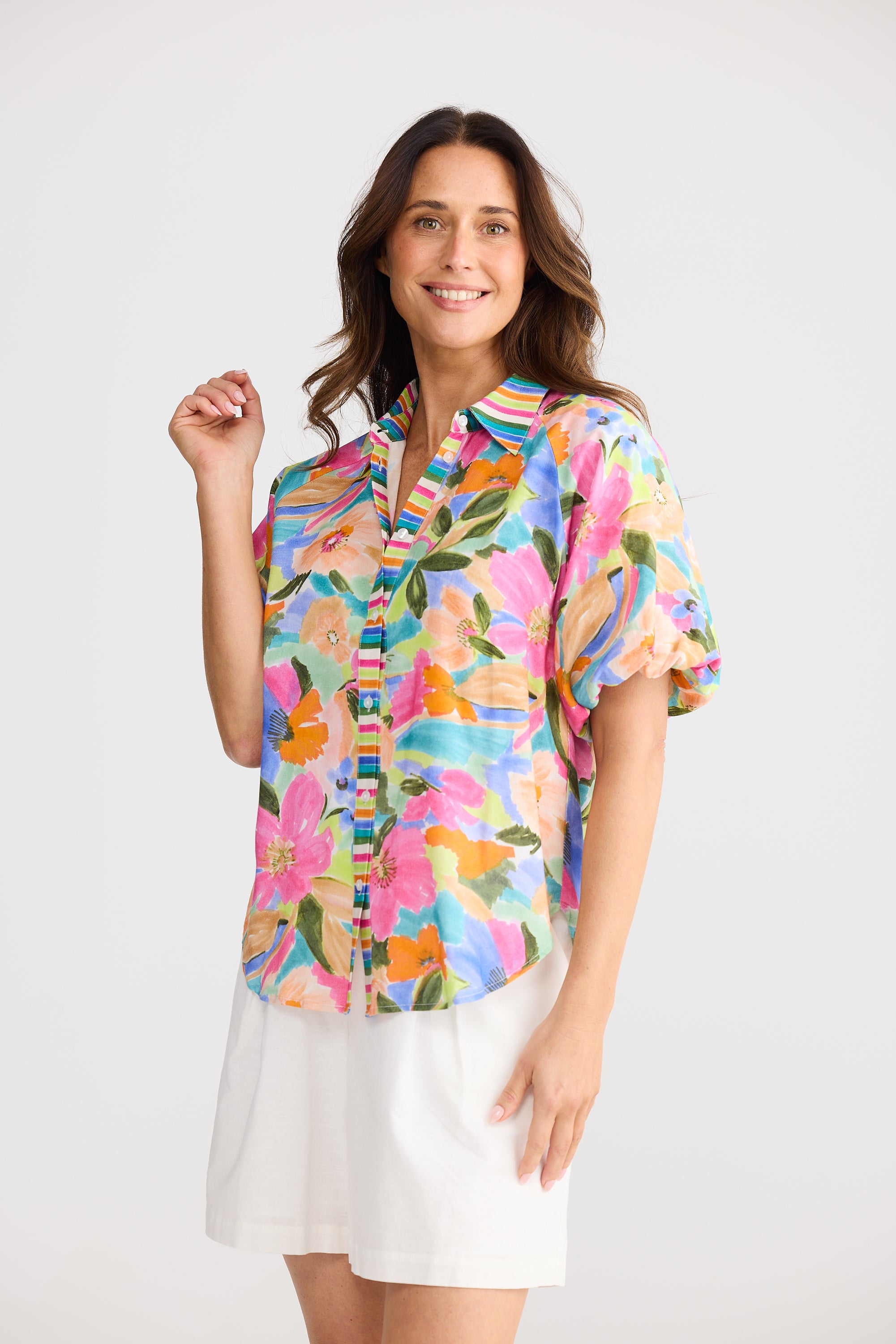 Meadow Shirt - Electric Bloom-Tops-Brave & True-The Bay Room