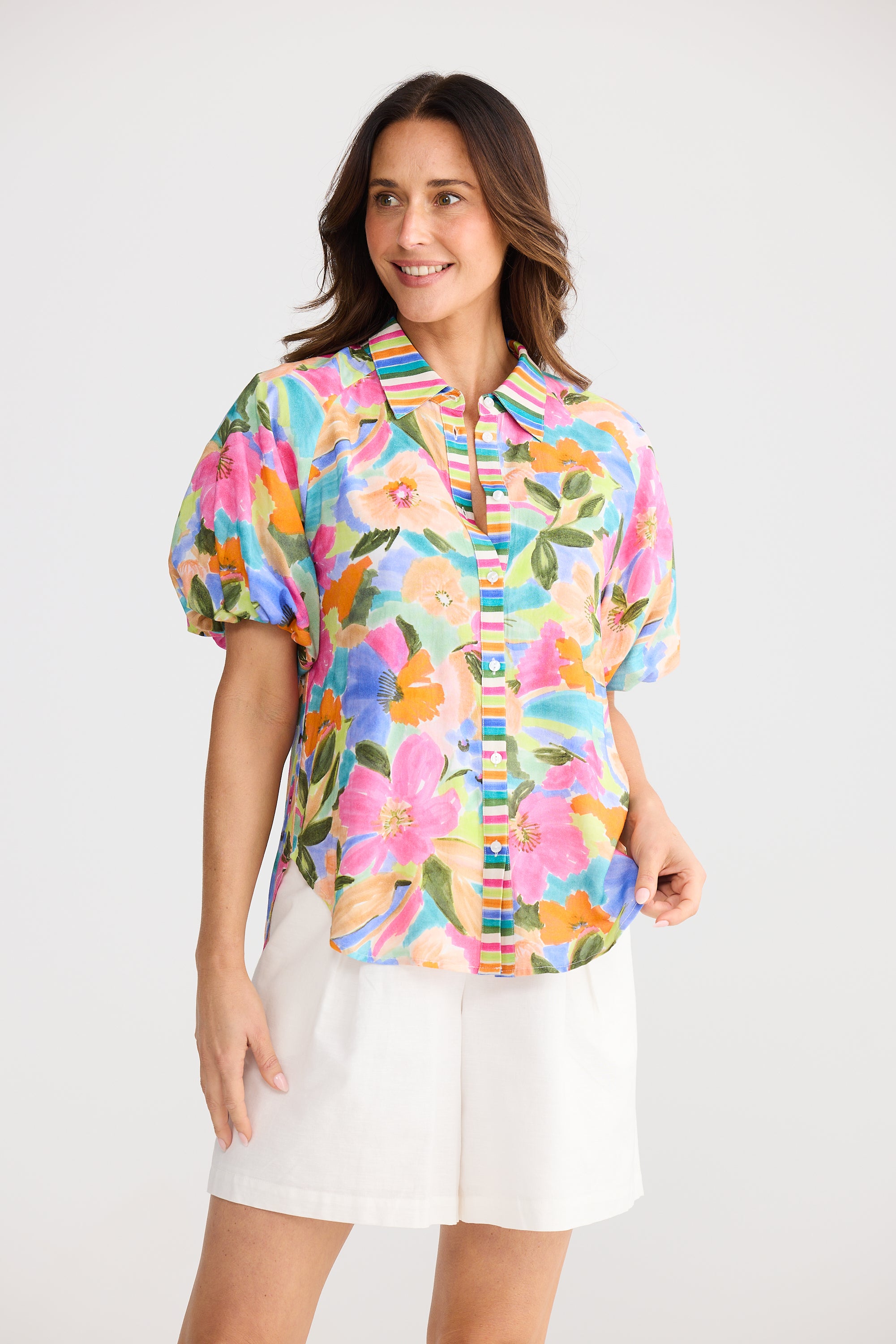 Meadow Shirt - Electric Bloom-Tops-Brave & True-The Bay Room