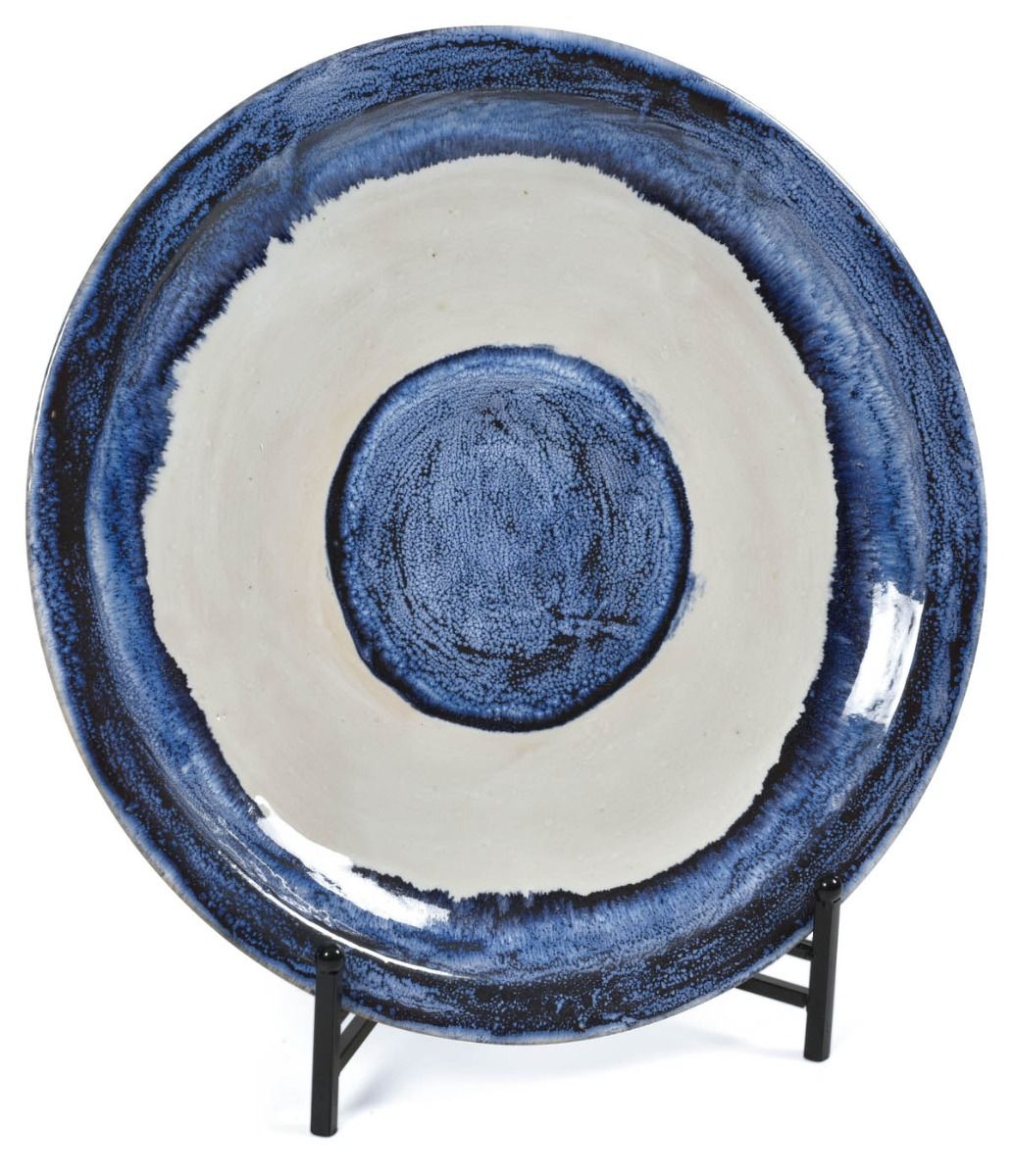 Mediterranean Ceramic Glazed Plate - Blue/White-Dining & Entertaining-H&G Living-The Bay Room