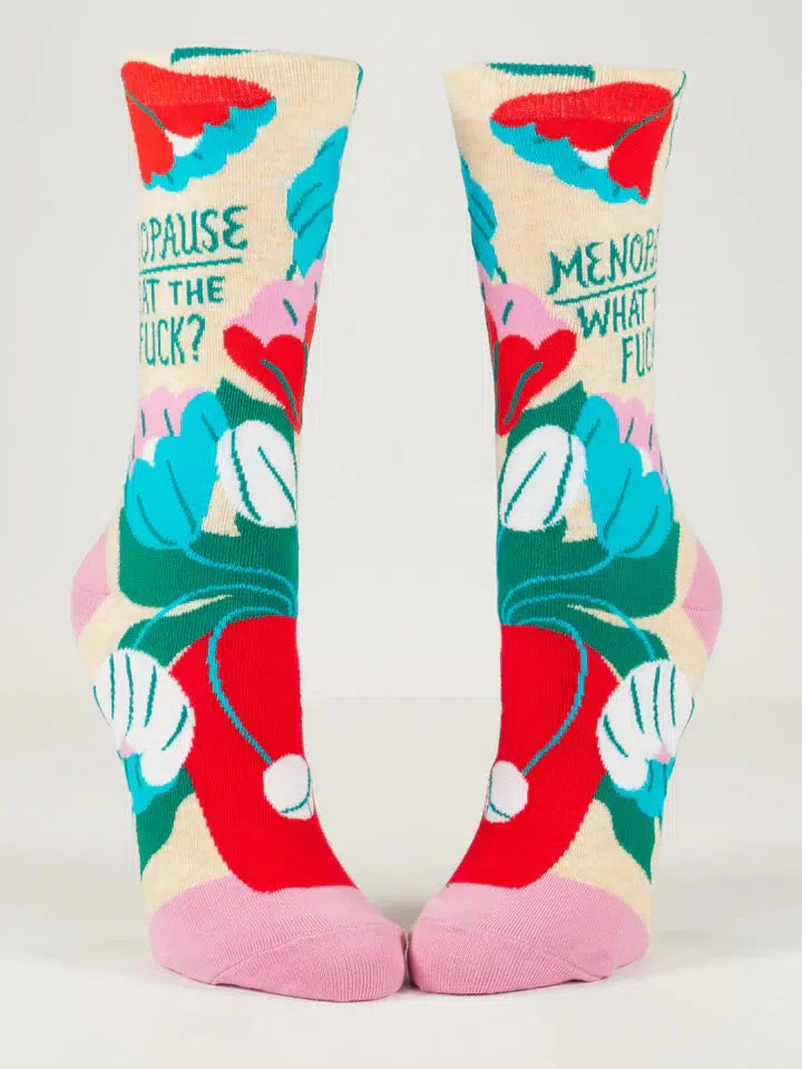 Menopause. What The Fuck? Women's Crew Socks-Fun & Games-Blue Q-Women's Shoe Size 5-10-The Bay Room