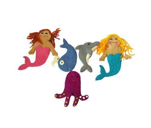 Mermaid Friends Finger Puppet Set-Toys-Himalayan Felt Co.-The Bay Room