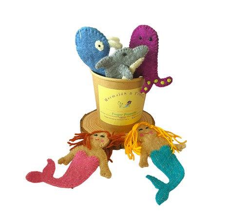 Mermaid Friends Finger Puppet Set-Toys-Himalayan Felt Co.-The Bay Room