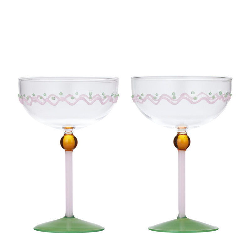 Mexicola Set/2 Coupe Glass 11.5x16.5cm Green-Dining & Entertaining-Coast To Coast Home-The Bay Room