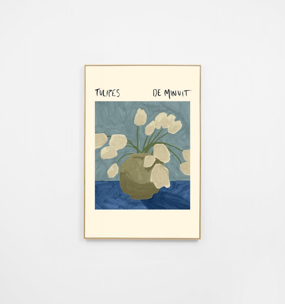 Midnight Tulips Poster Blue Canvas 82x122cm-Wall Decor-Middle of Nowhere-The Bay Room