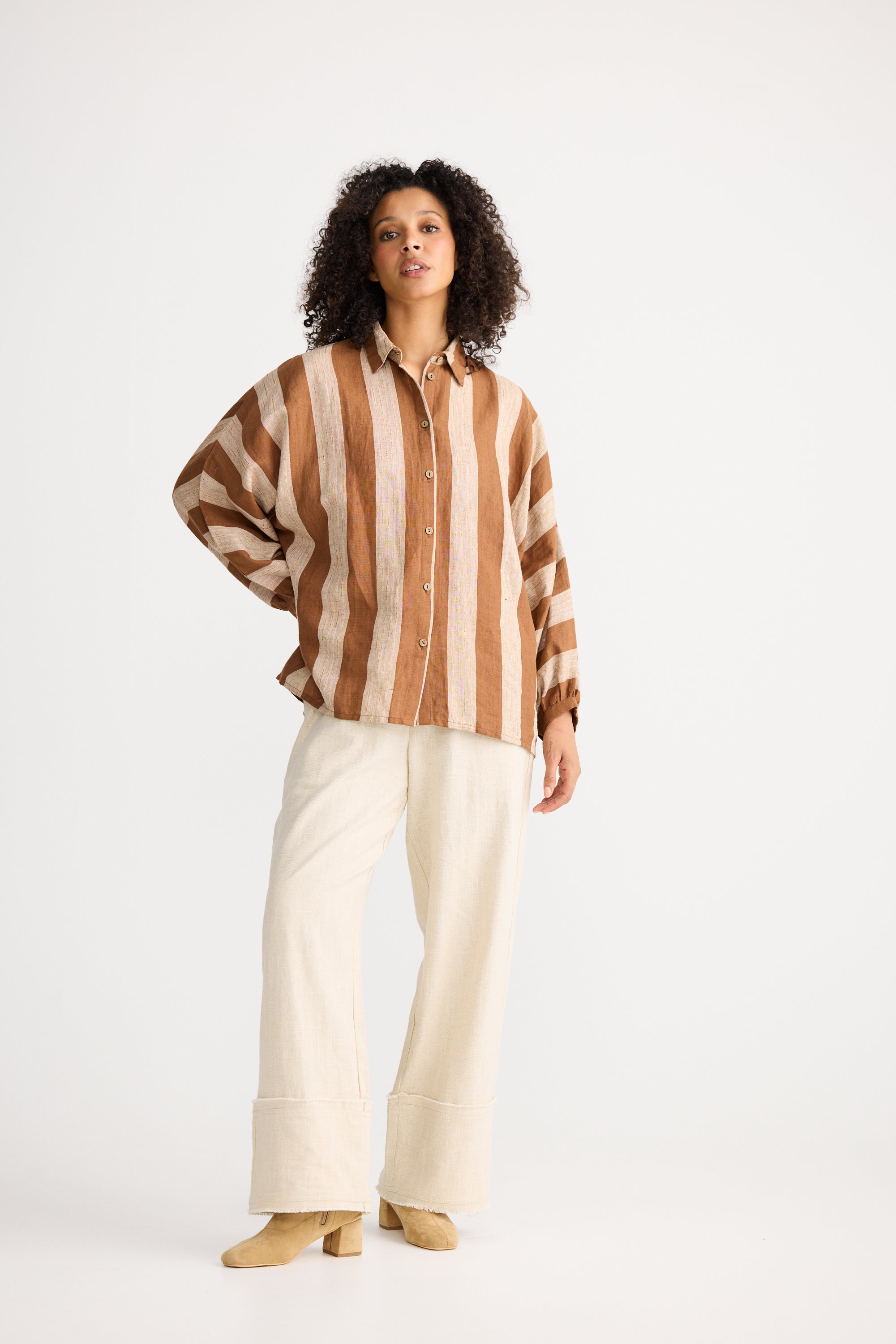 Milano Shirt - Sienna Stripe-Tops-The Shanty Corporation-The Bay Room