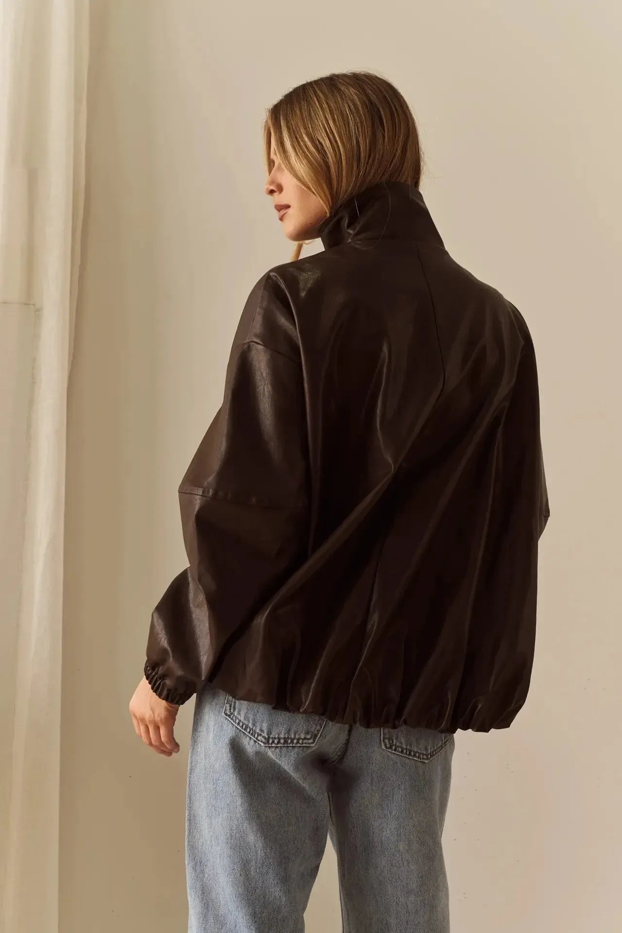 Milo Leather Look Bomber - Chocolate-Jackets, Coats & Vests-SASS-The Bay Room