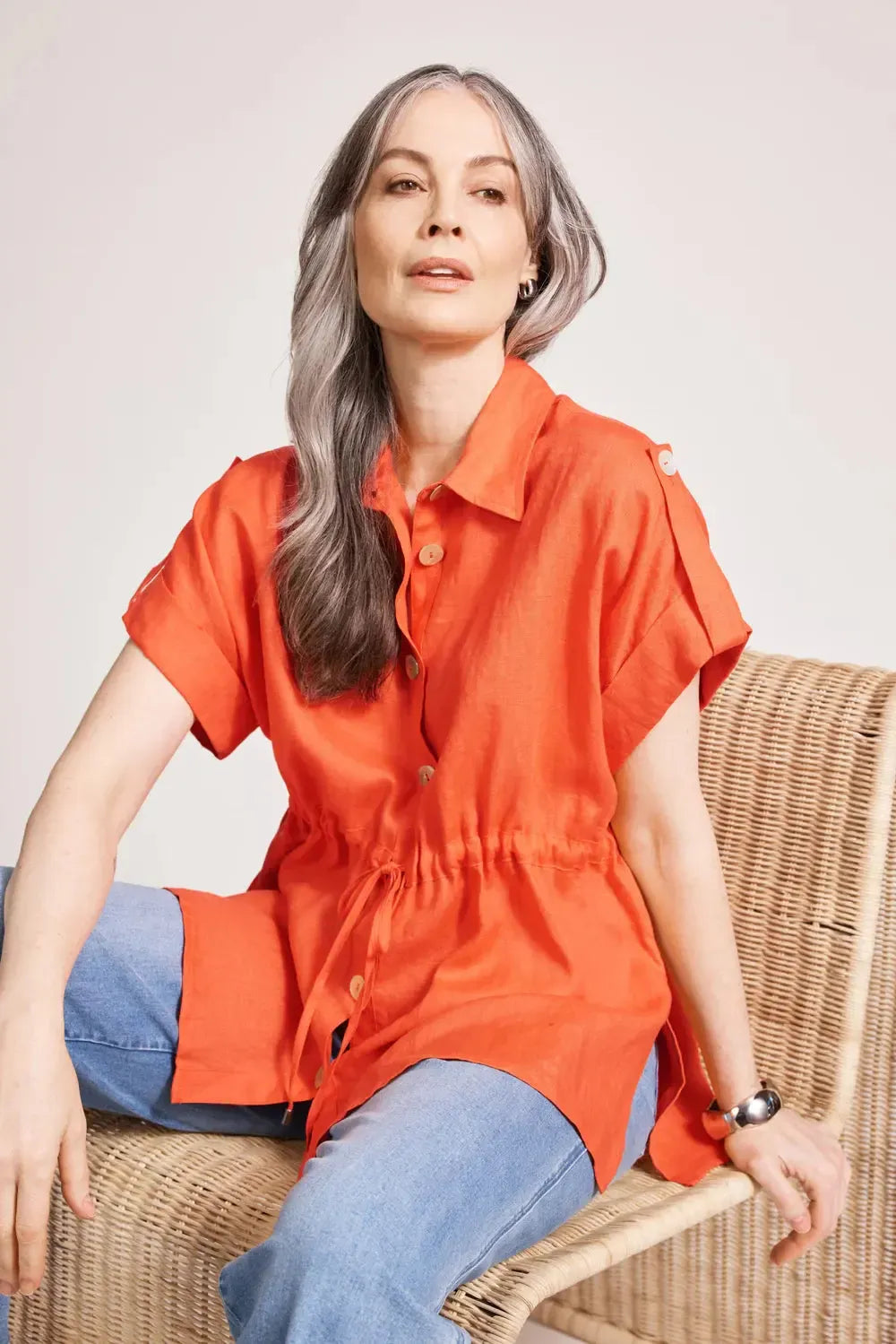 Miramar Tie Shirt - Coral-Eb & Ive-The Bay Room