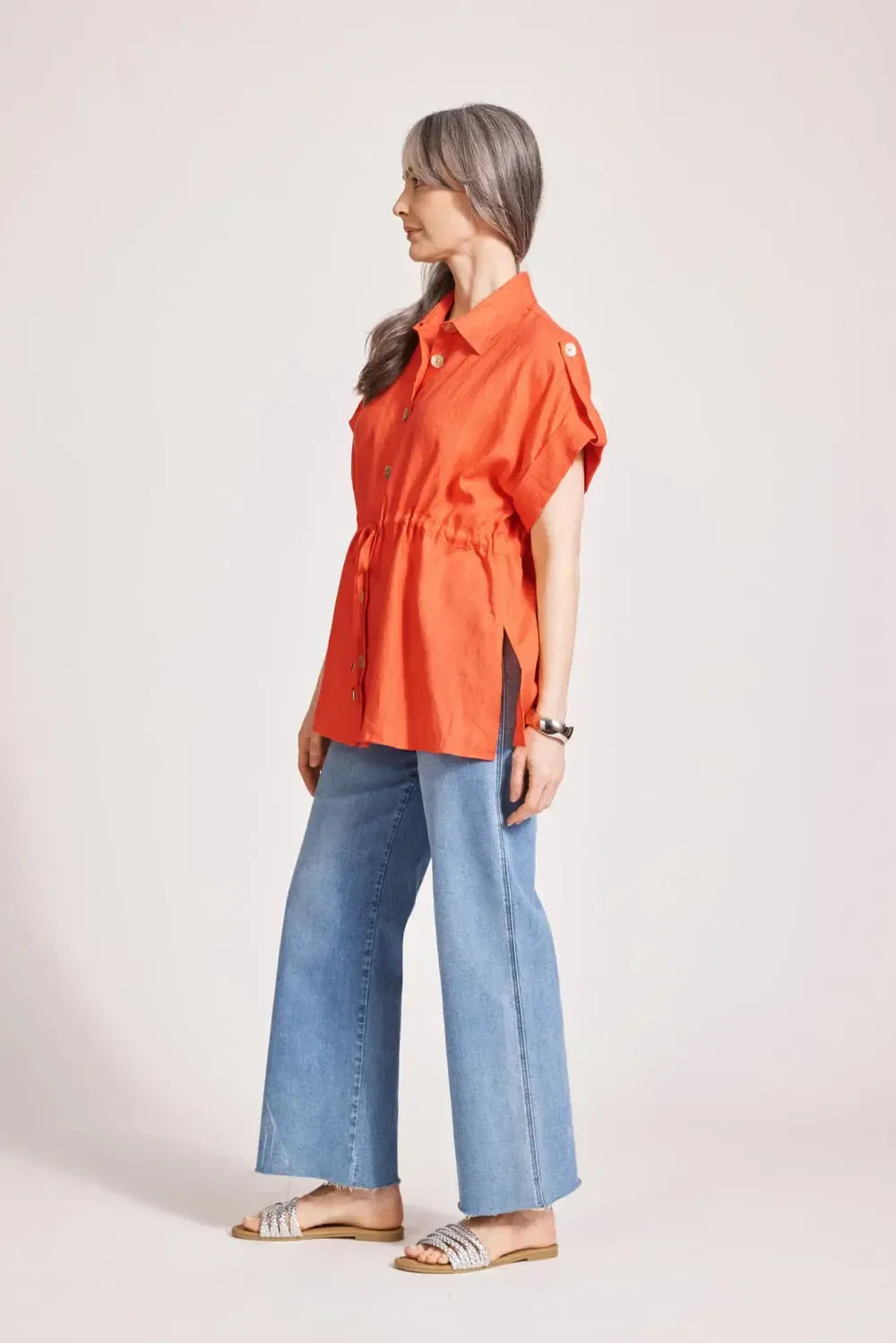 Miramar Tie Shirt - Coral-Eb & Ive-The Bay Room