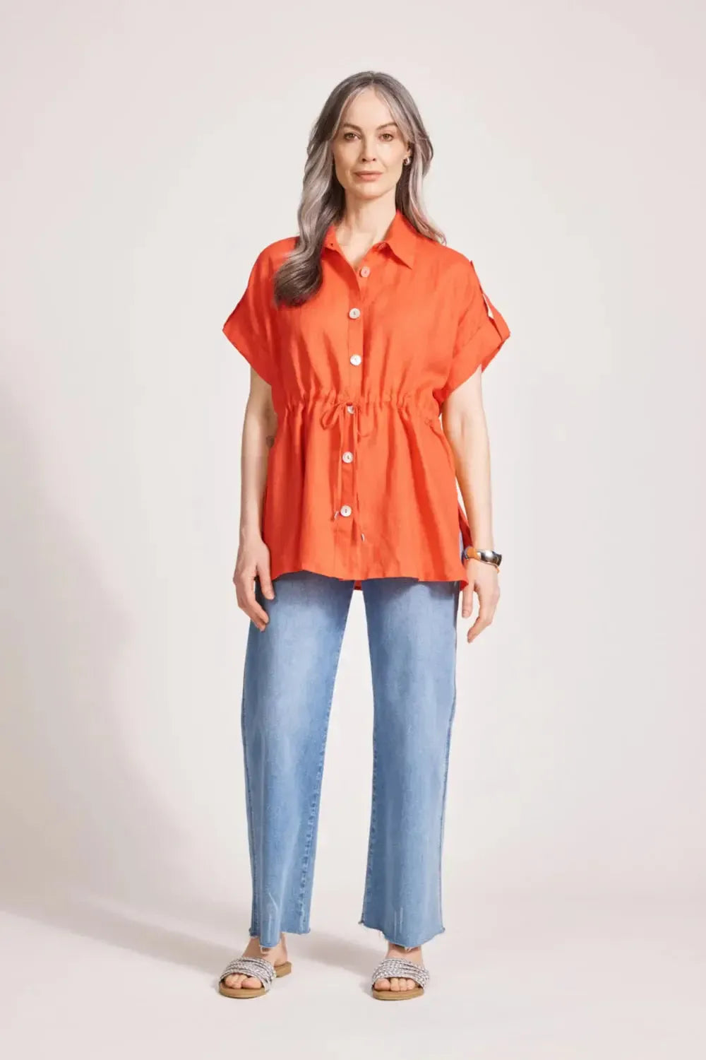 Miramar Tie Shirt - Coral-Eb & Ive-The Bay Room