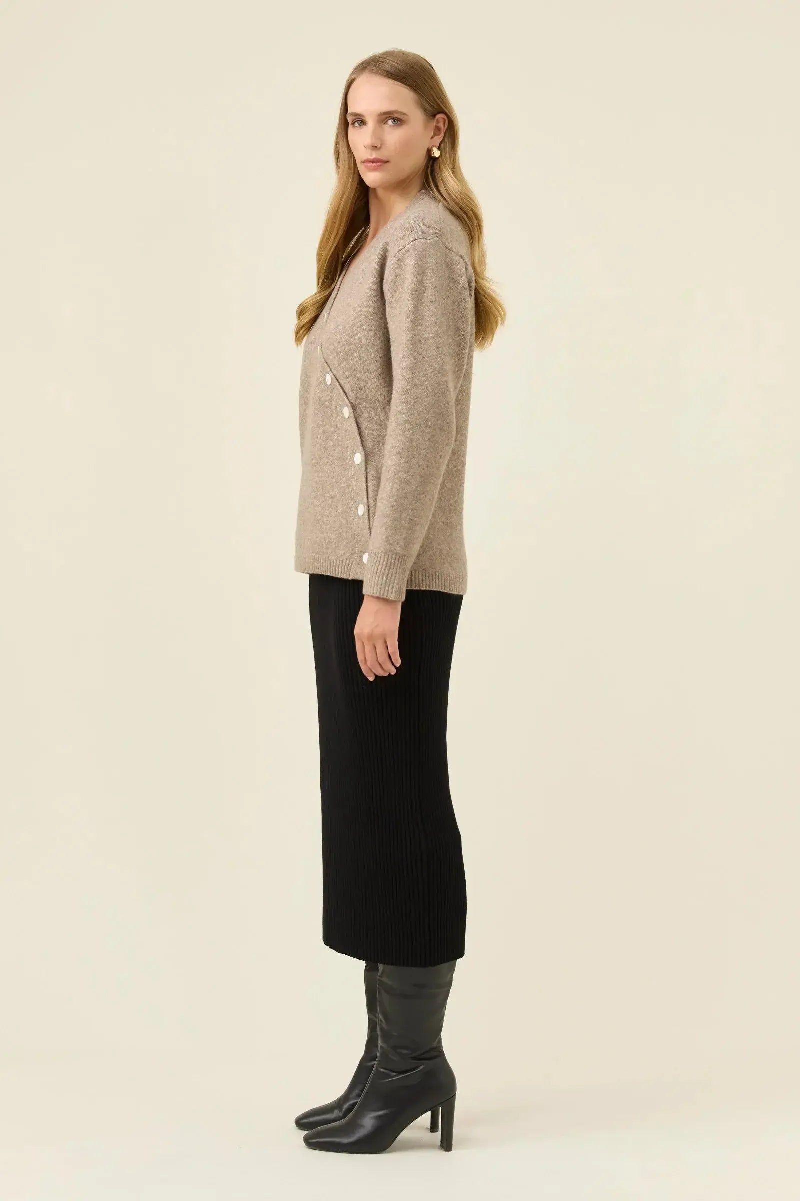 Miru Button Cardigan - Stone-Knitwear & Jumpers-Isle Of Mine-The Bay Room