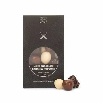 Mixed Chocolate Caramel Popcorn 125g-Gourmet Food & Drink-Chocamama-The Bay Room
