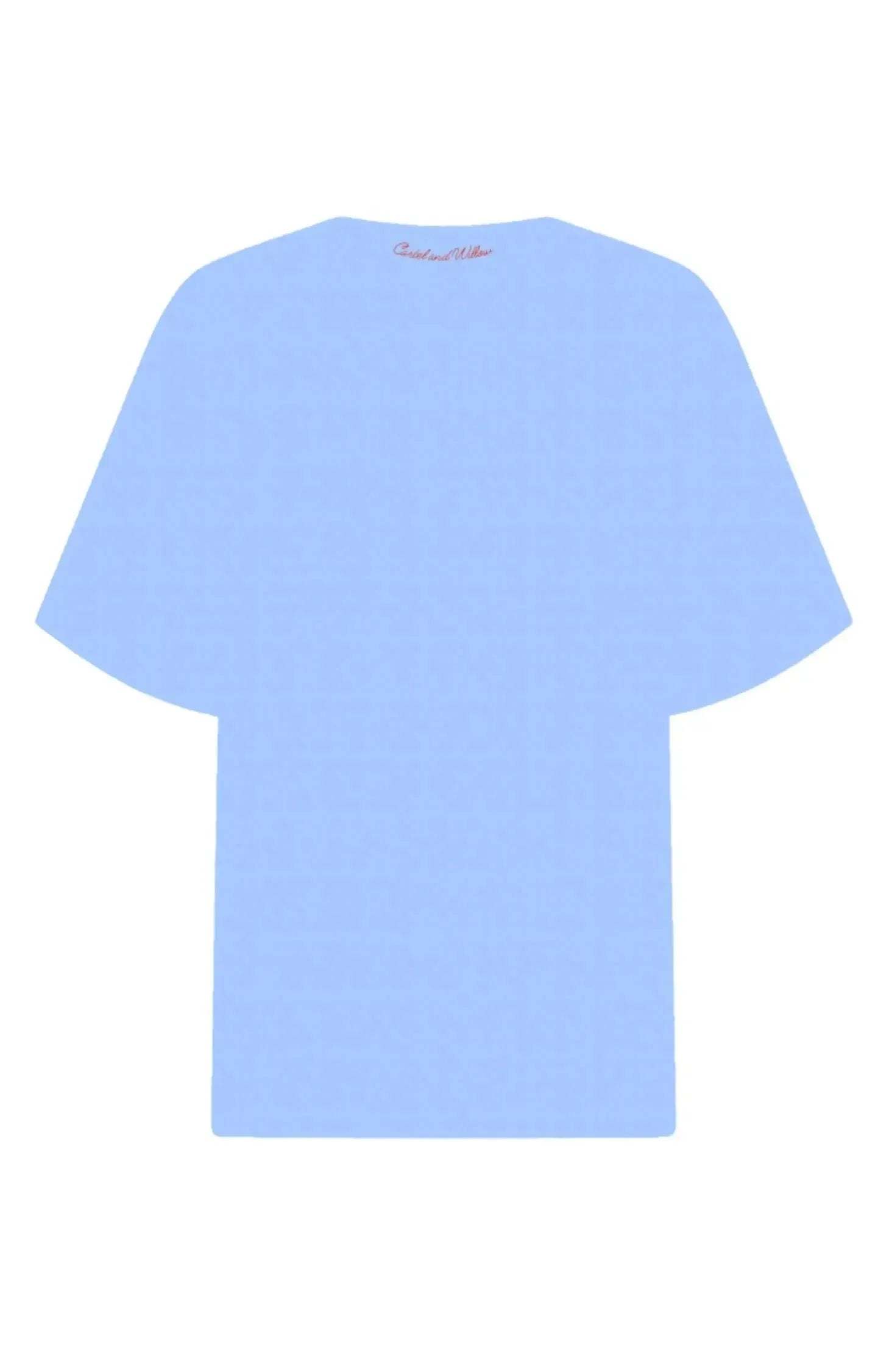 Mon Cheri - Vintage Wash Cornflour Blue/Red-Tops-Cartel & Willow-The Bay Room