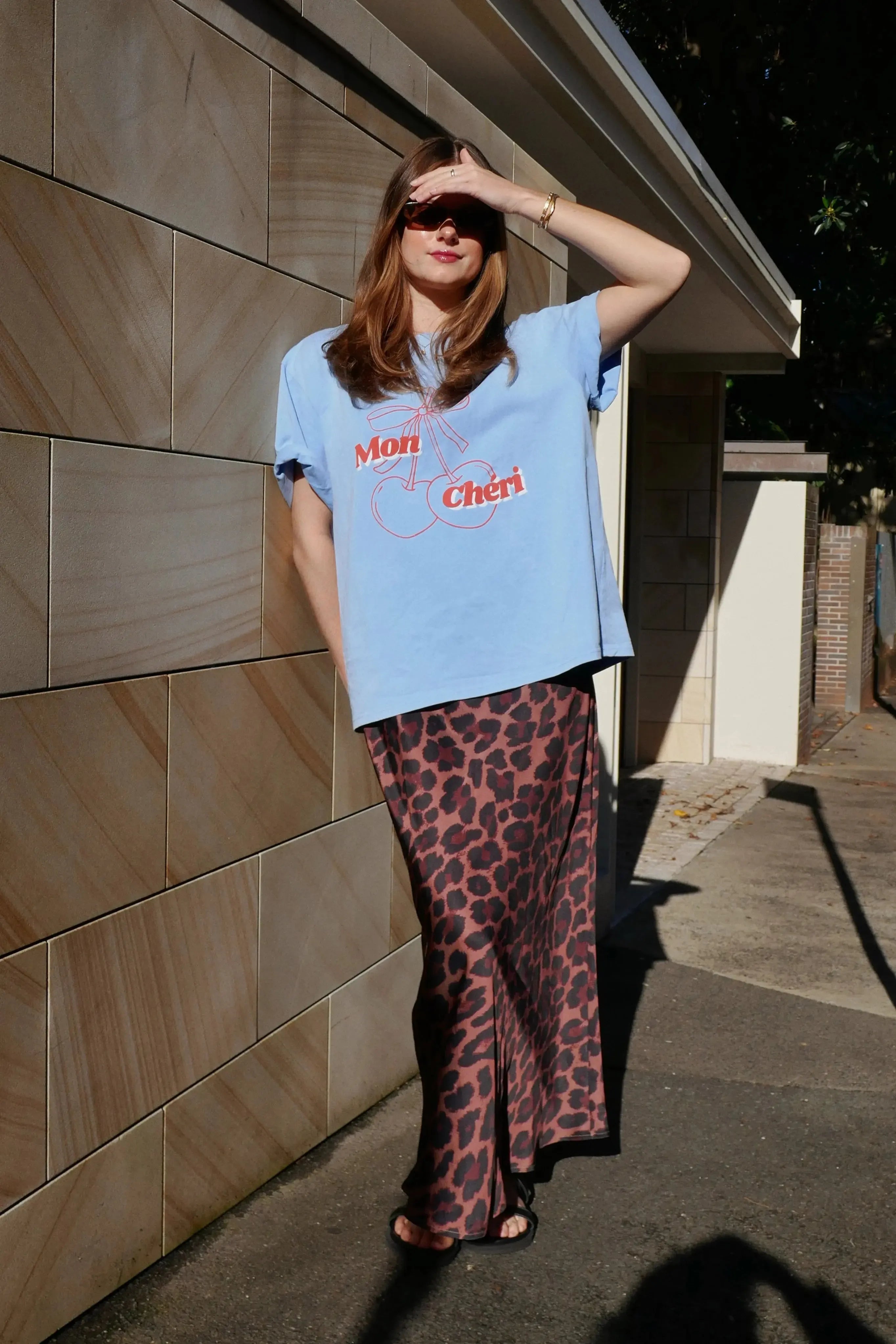 Mon Cheri - Vintage Wash Cornflour Blue/Red-Tops-Cartel & Willow-The Bay Room