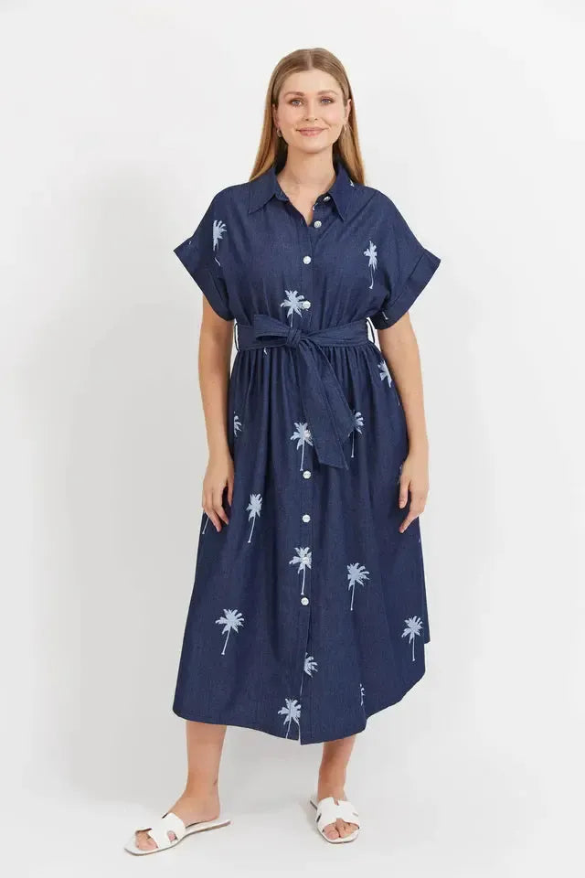 Montego Denim Shirt Dress - Indigo-Dresses-Haven-The Bay Room