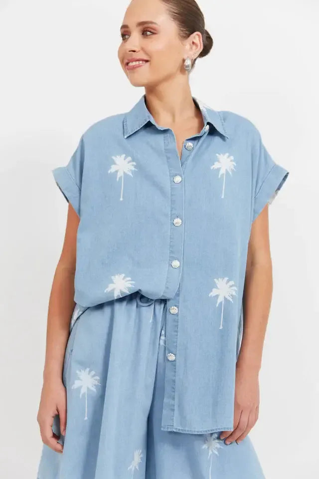 Montego Denim Shirt - Safira-Tops-Haven-The Bay Room
