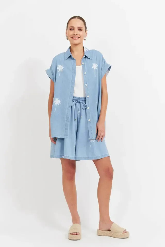 Montego Denim Shirt - Safira-Tops-Haven-The Bay Room