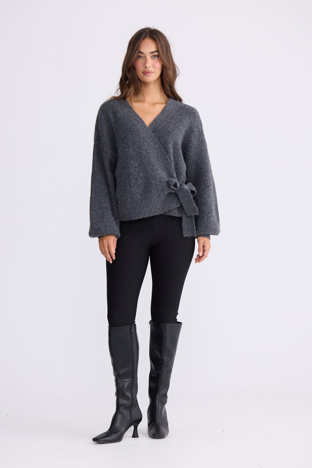 Monteith Wrap Knit - Graphite-Knitwear & Jumpers-Brave & True-The Bay Room