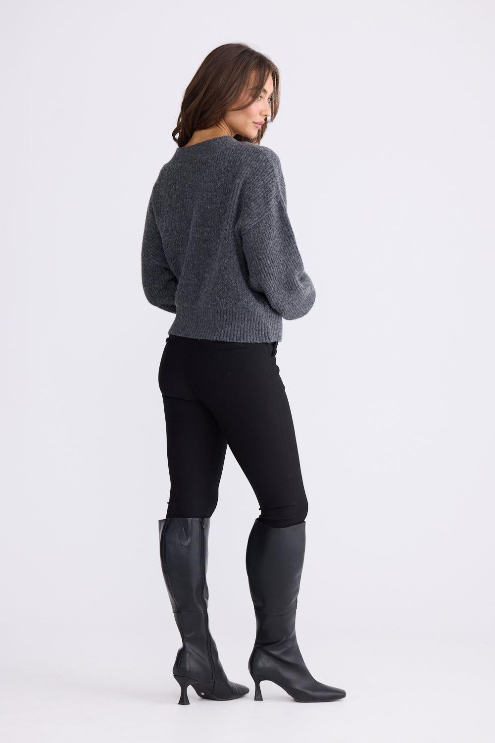 Monteith Wrap Knit - Graphite-Knitwear & Jumpers-Brave & True-The Bay Room