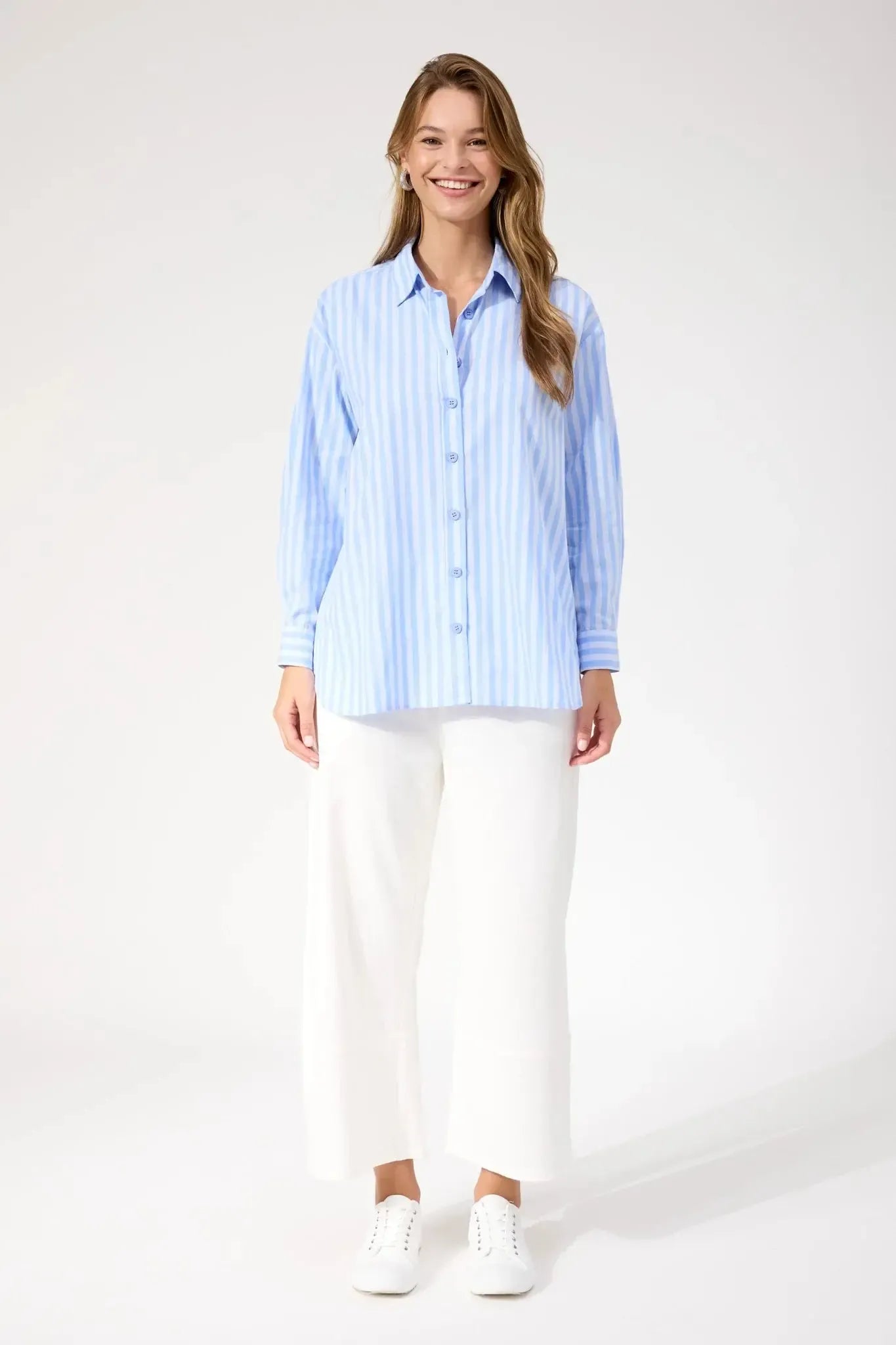 Monterosa Stripe Shirt - Baby Blue-Tops-Haven-The Bay Room