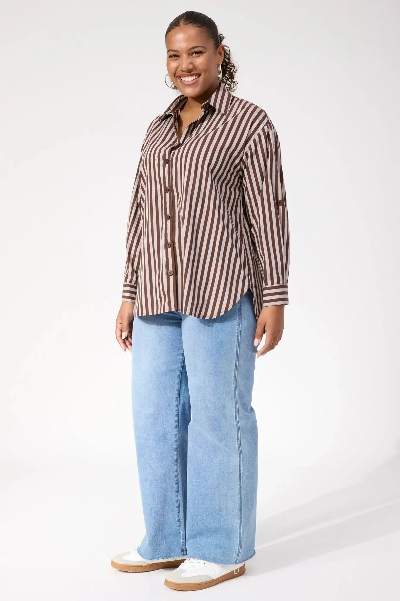 Monterosa Stripe Shirt - Brown-Tops-Haven-The Bay Room