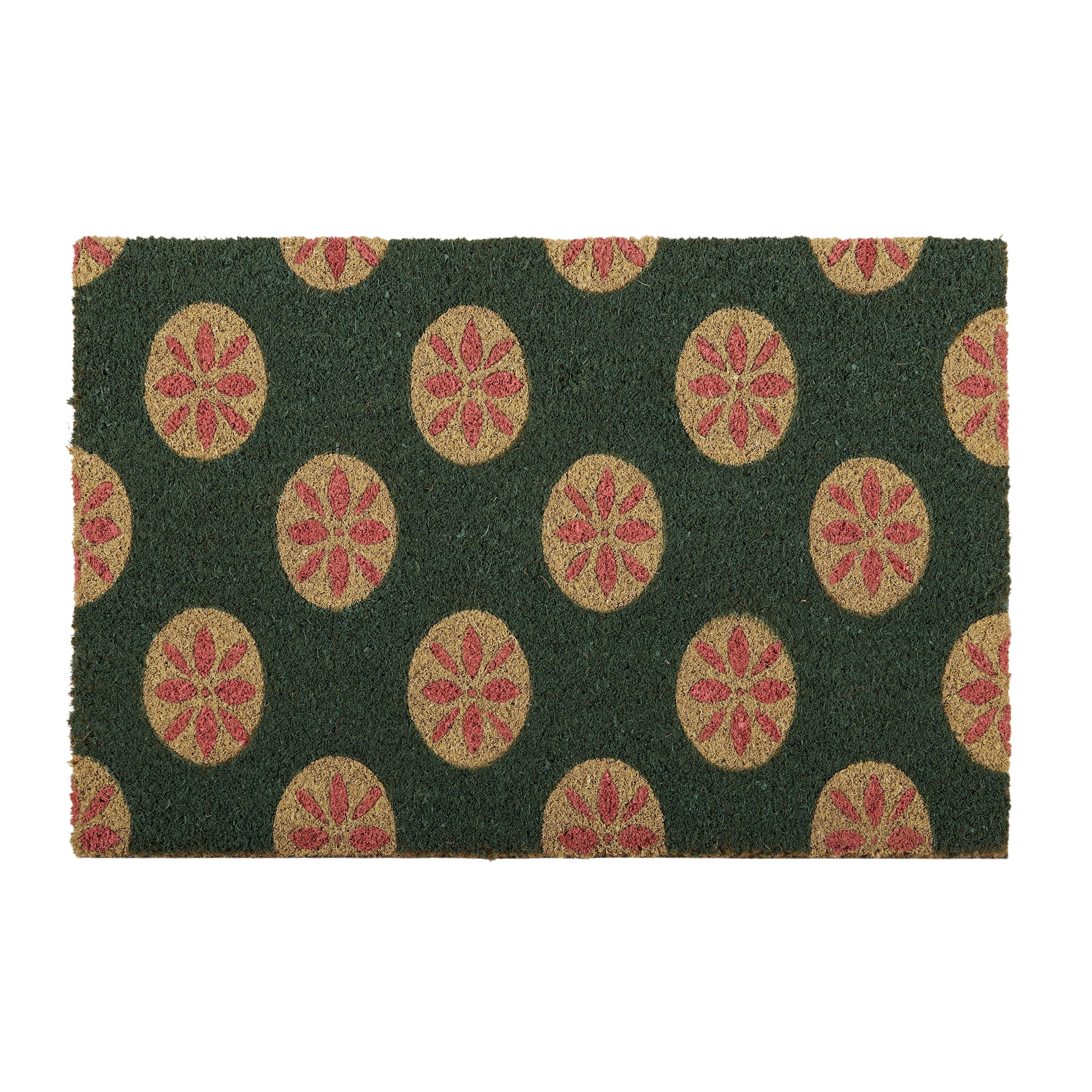 Motif PVC Back Coir Mat 40x60cm - Pink/Green-Floor Rugs & Doormats-Coast To Coast Home-The Bay Room