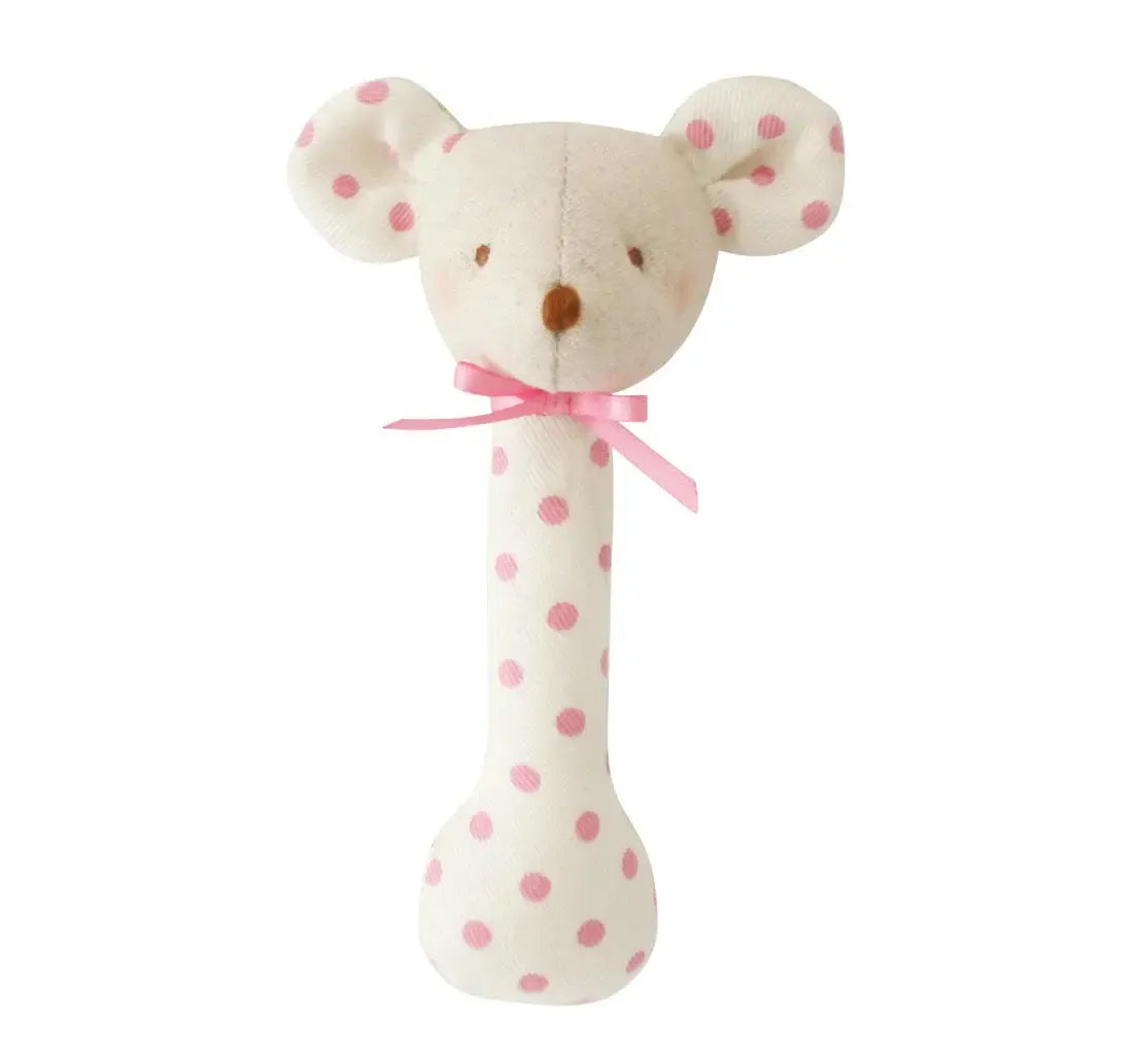 Mouse Stick Rattle - Berry Polka-Toys-Alimrose-The Bay Room