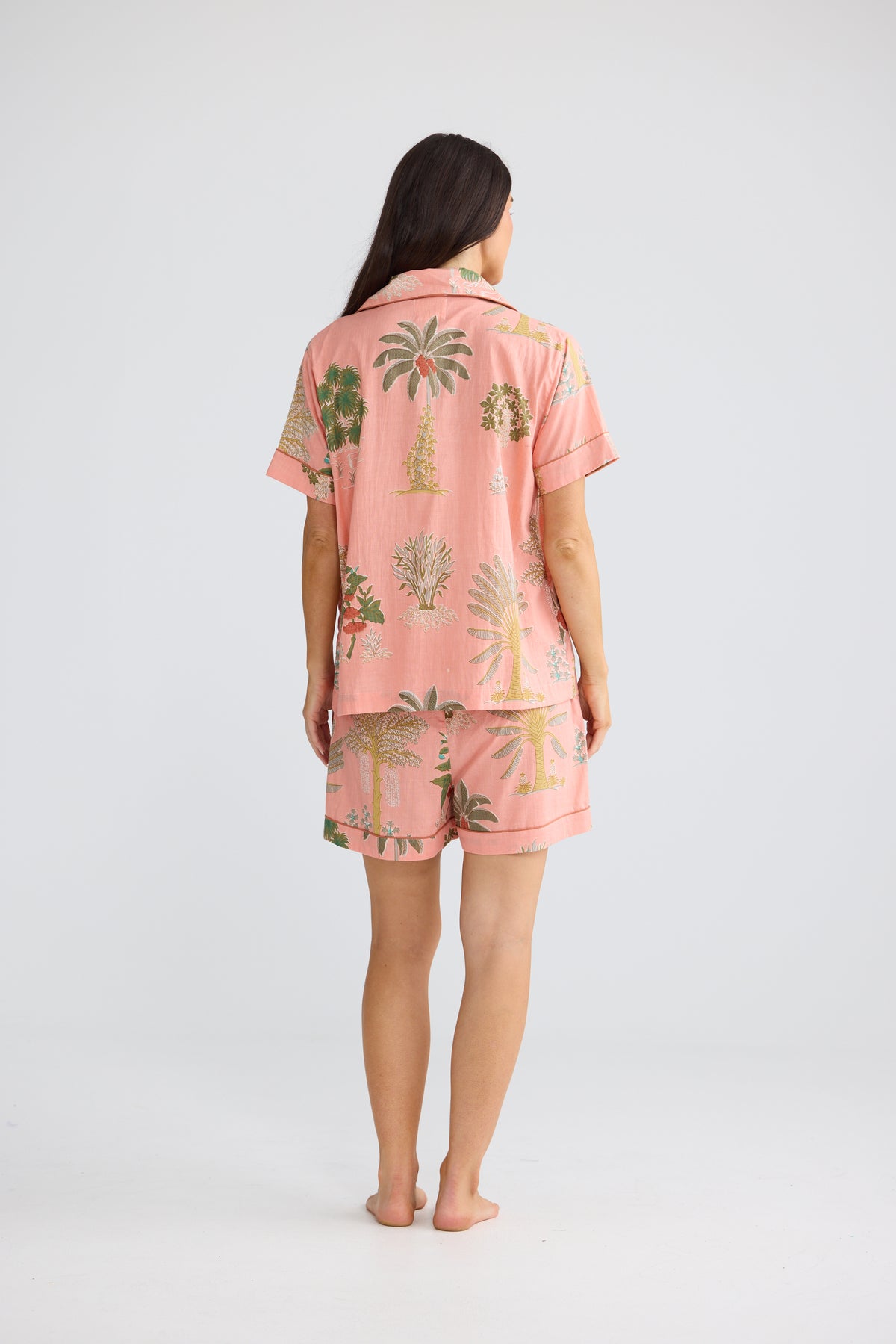 Namaste Pyjama Set - Baby Pink Palm-Sleepwear & Robes-Holiday-The Bay Room