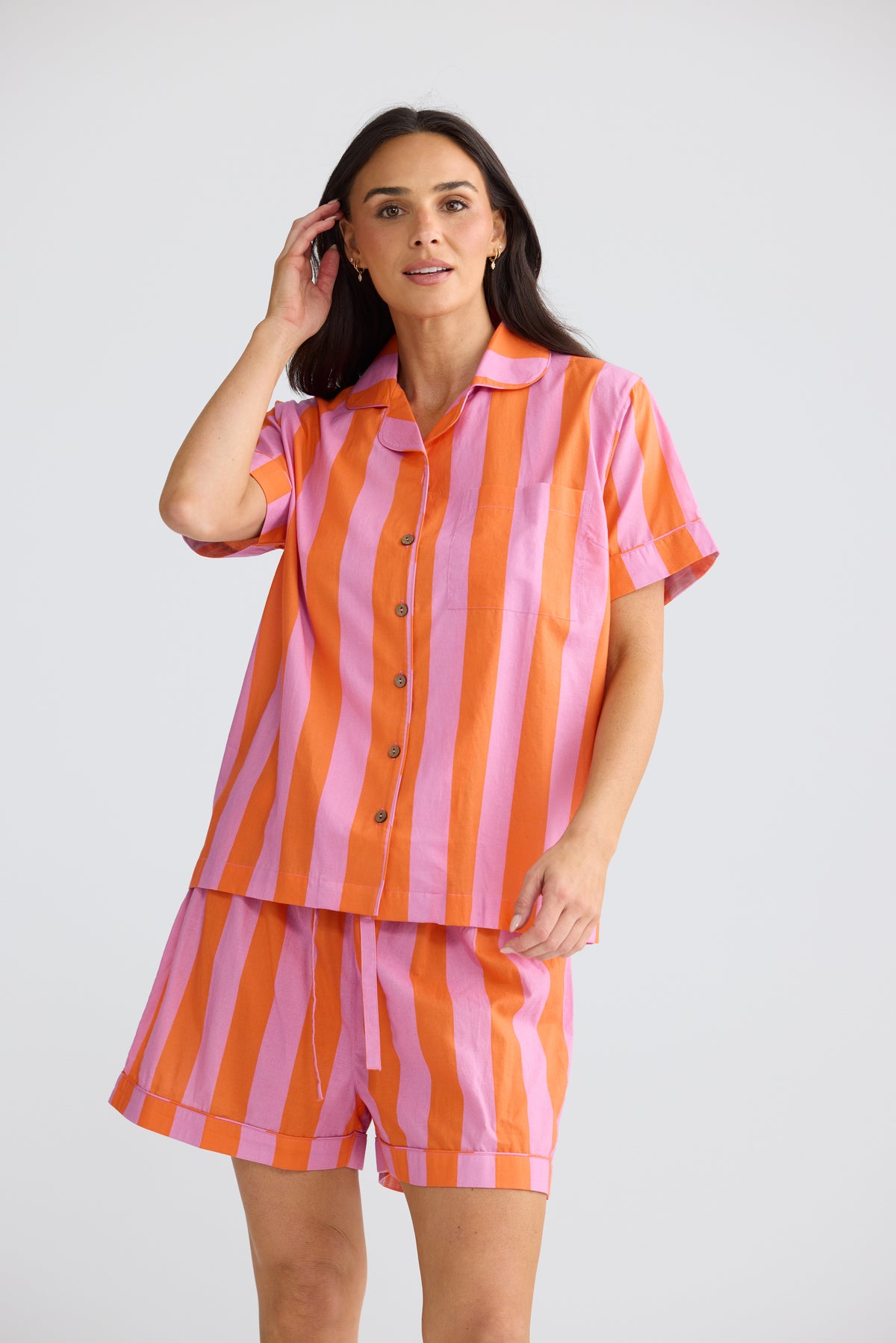 Namaste Pyjama Set - Lilac with Orange Stripe-Sleepwear & Robes-Holiday-The Bay Room