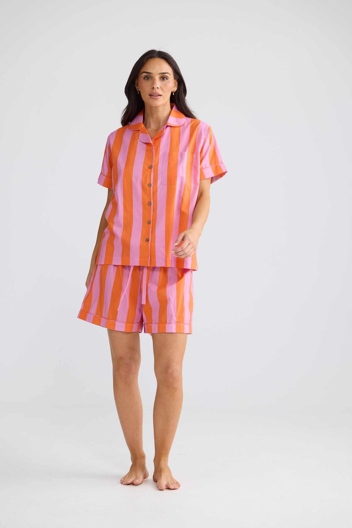 Namaste Pyjama Set - Lilac with Orange Stripe-Sleepwear & Robes-Holiday-The Bay Room
