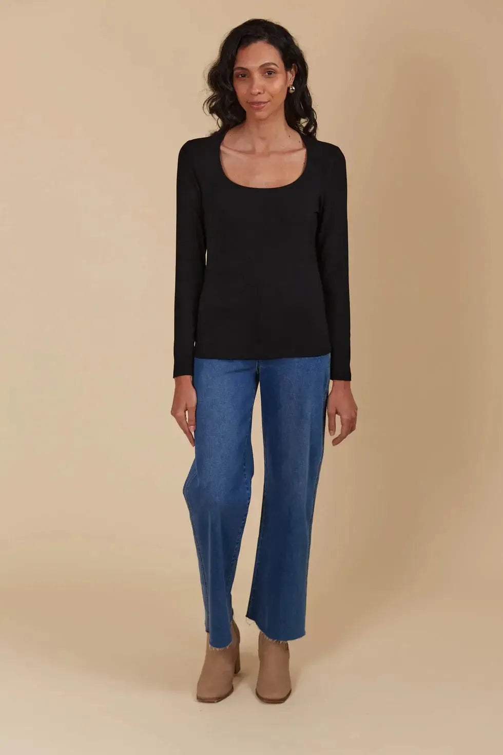 Naria Scoop Neck Top - Onyx-Tops-Isle Of Mine-The Bay Room