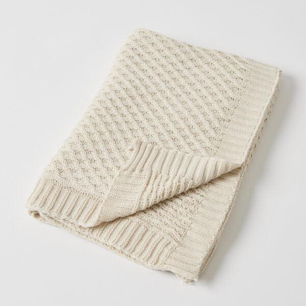 Natural Basket Weave Knit Blanket-Nursery & Nurture-Pilbeam Living-The Bay Room