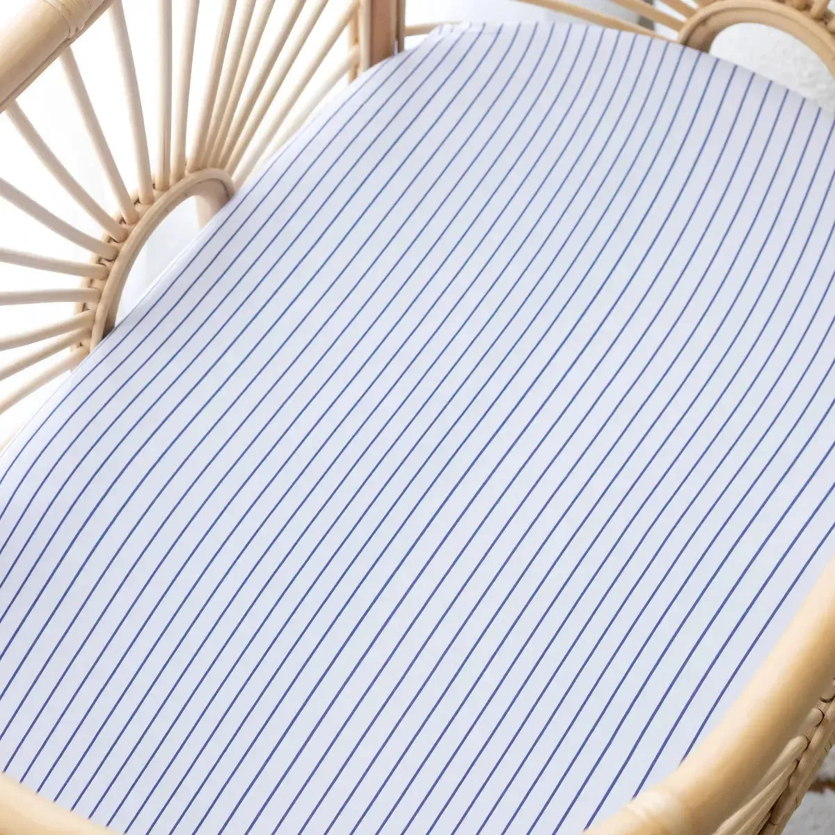 Navy Stripe Organic Fitted Bassinet Sheet/Change Pad Cover-Nursery & Nurture-Fox & Fallow-The Bay Room