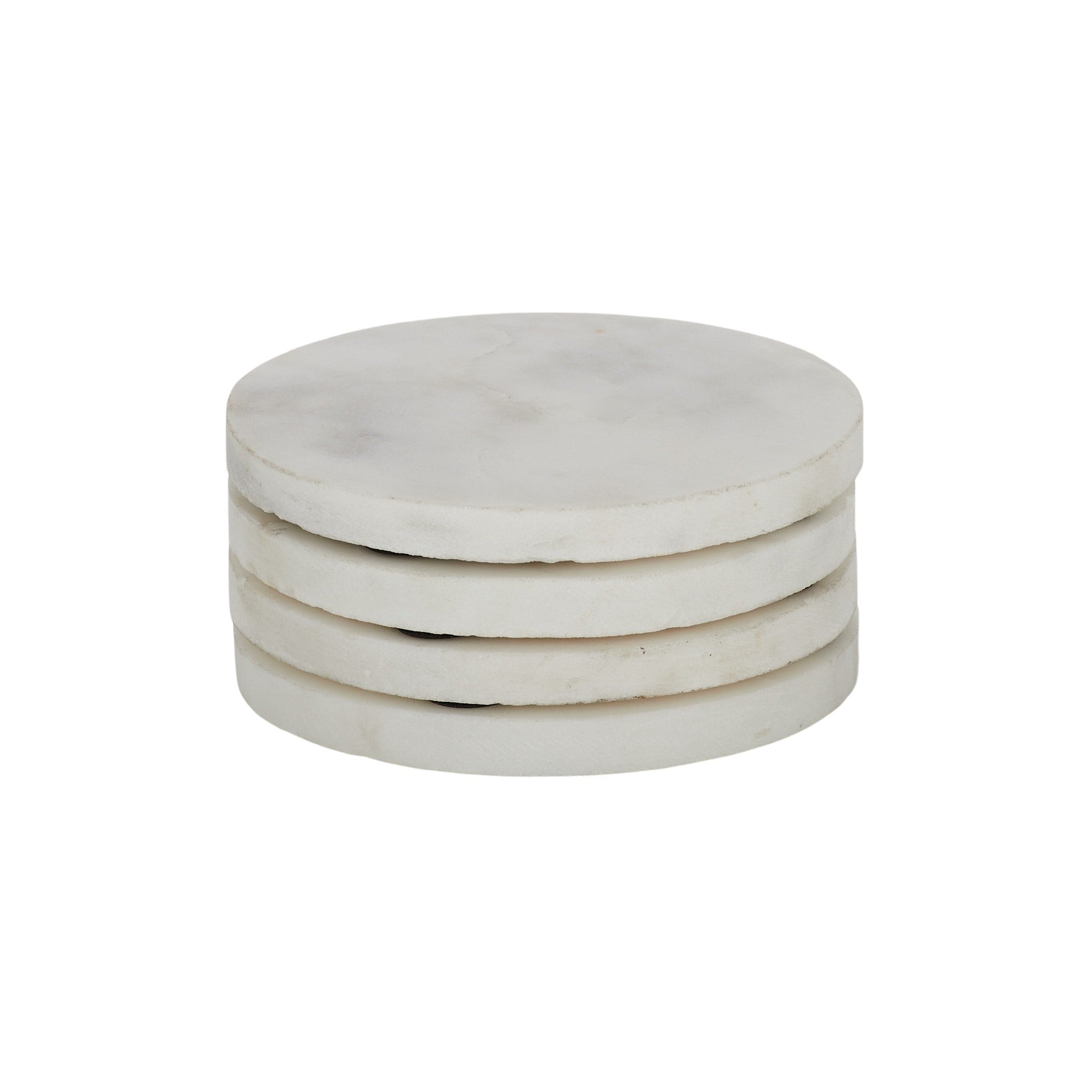 Neo Set/4 Round Marble Coaster 10cm White-Dining & Entertaining-Coast To Coast Home-The Bay Room