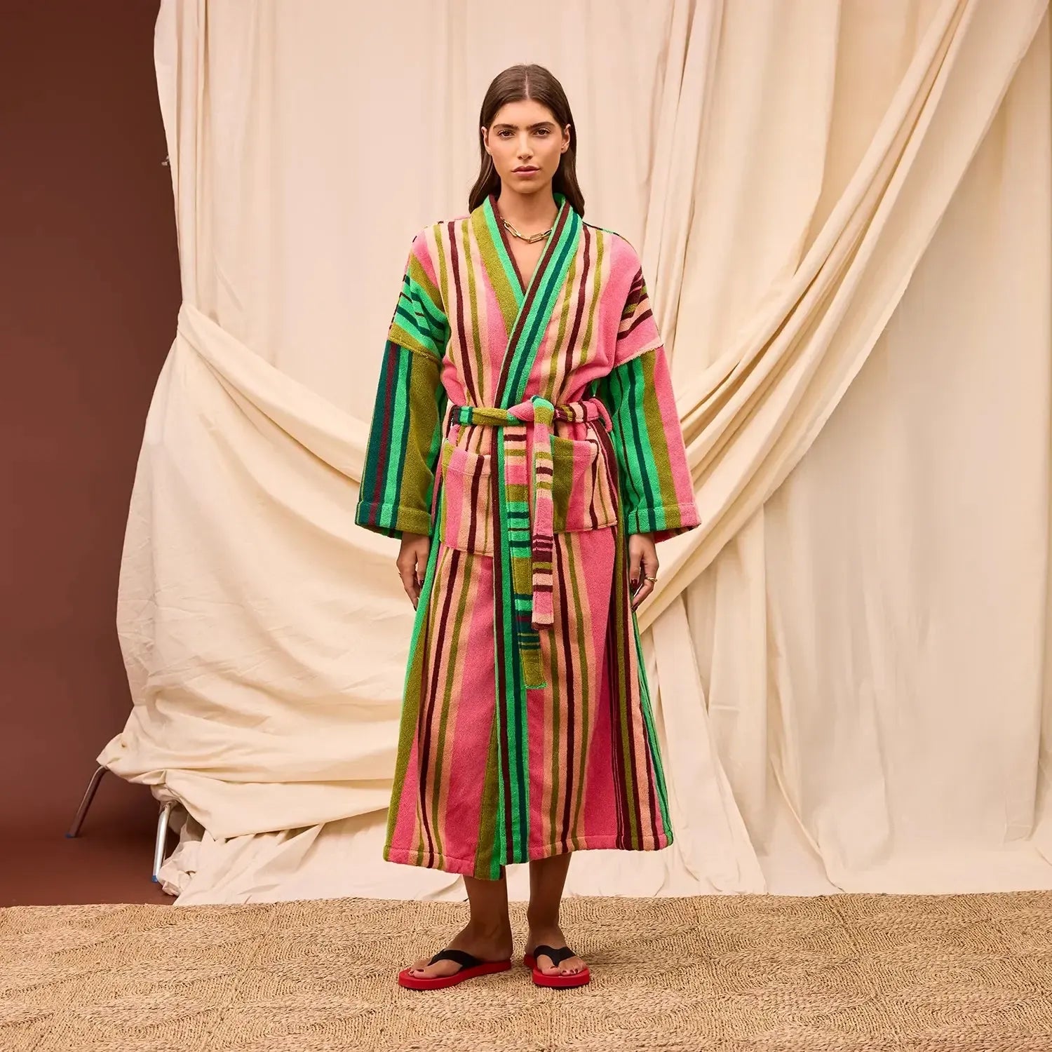 Nicolette Towelling Robe - Juniper-Sleepwear & Robes-Sage & Clare-The Bay Room