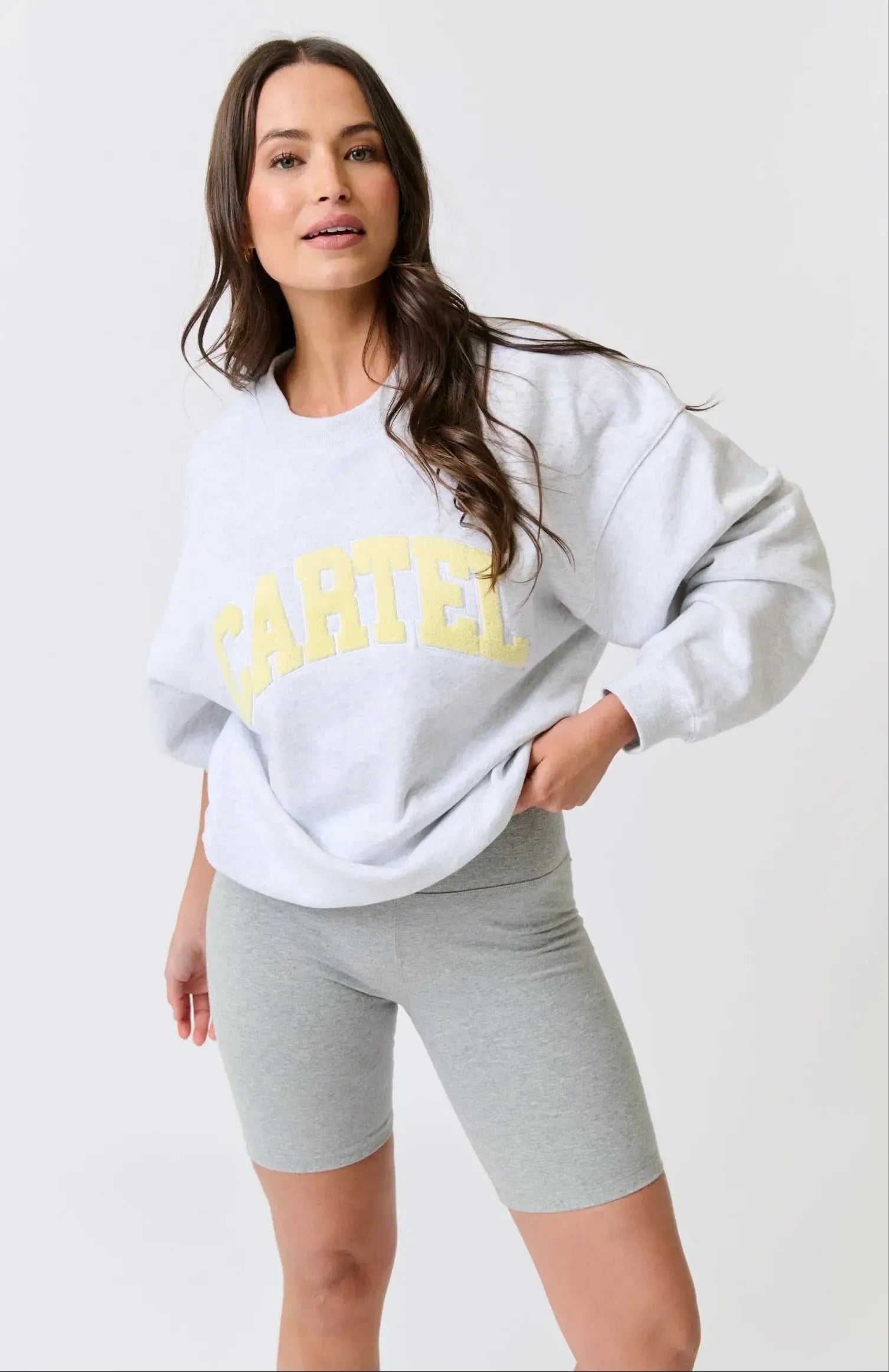 Nina Sweater - Grey Marle Varsity-Knitwear & Jumpers-Cartel & Willow-The Bay Room